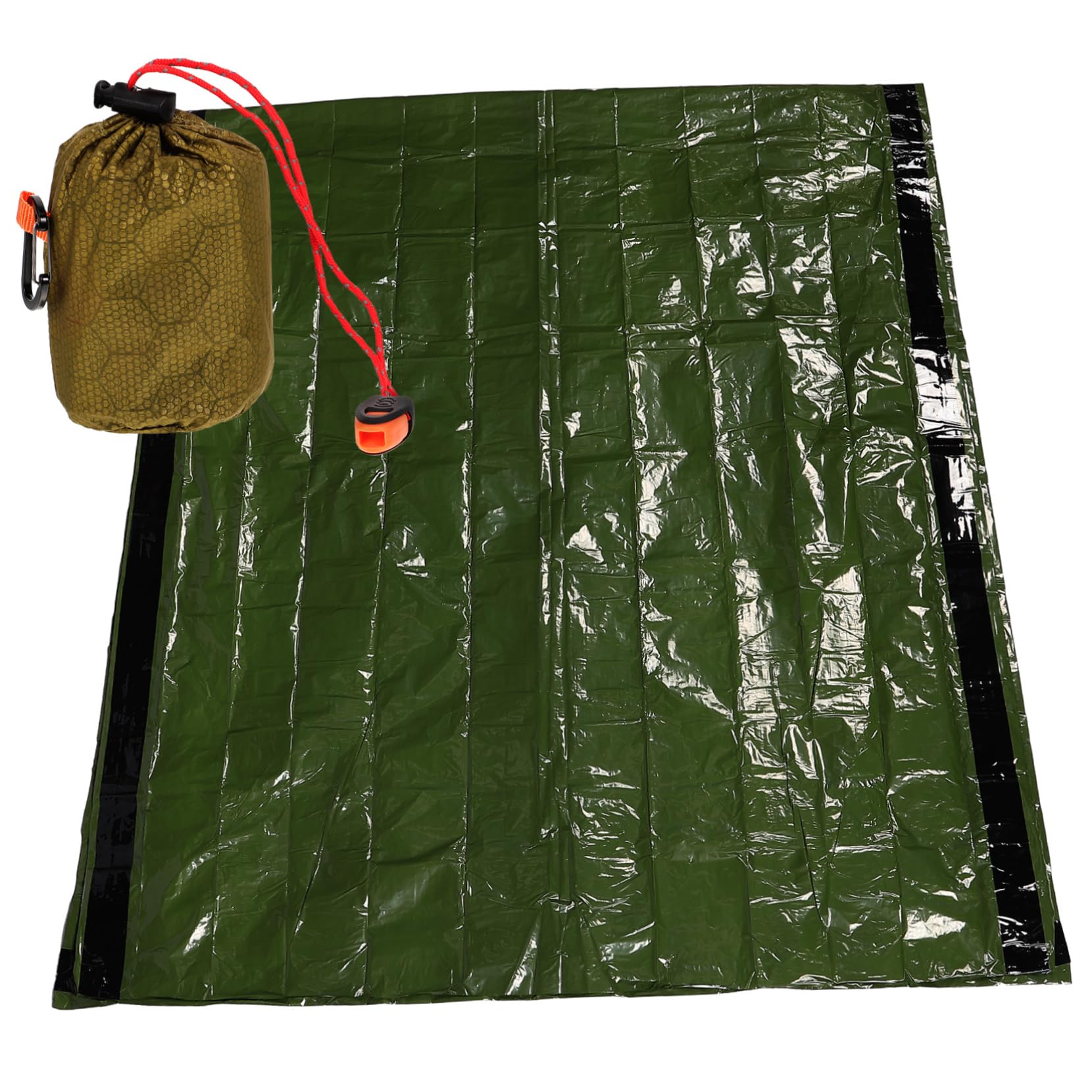 TOYANDONA Saco de Dormir de Emergencia frío Compacto Ligero cámping cálido Mantas de Emergencia térmica de Emergencia de Calentamiento PE película de Aluminio Verde