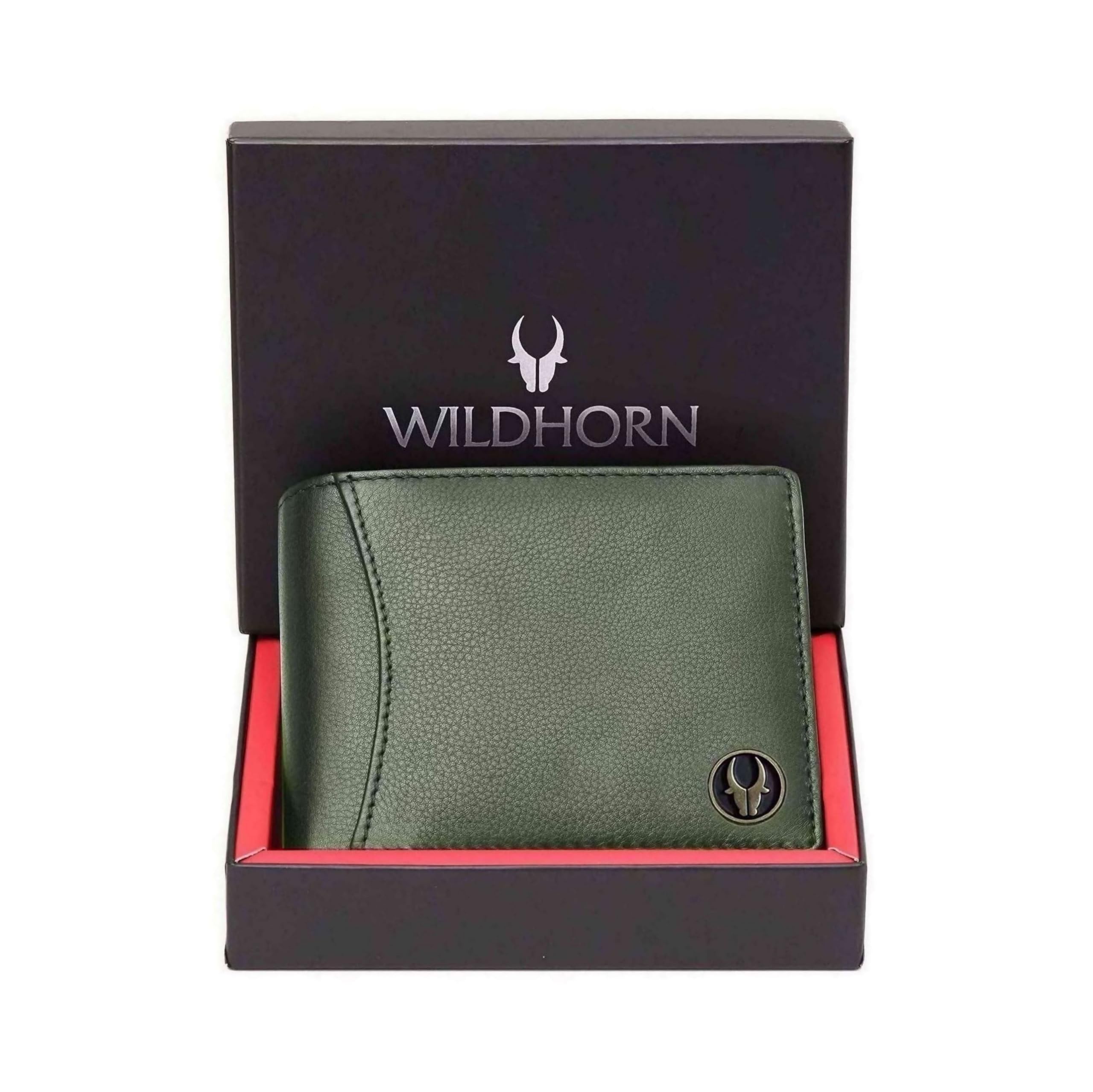 RFID Protected Leather Wallet for Men,Green Print