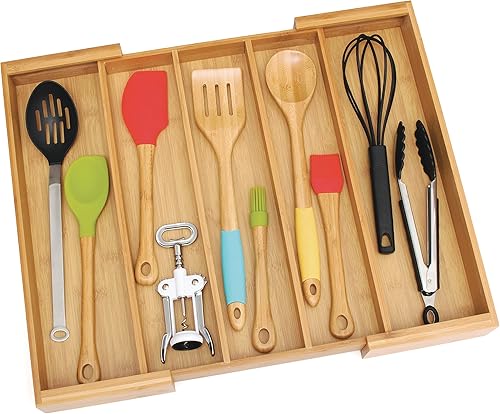 Miniatura 2 de Lipper International 8892 - Organizador de utensilios madera de bambú extensible a 22 14 pulgadas
