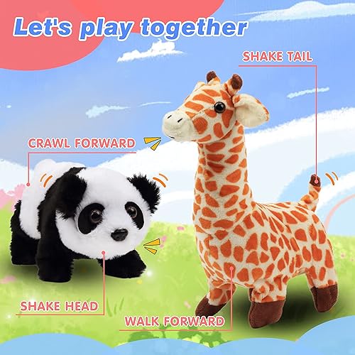 Miniatura 4 de Hopearl Walking Giraffe - Juguete electrónico interactivo de felpa para mascotas, con sonidos y movimientos, cola agitada animada, regalo para