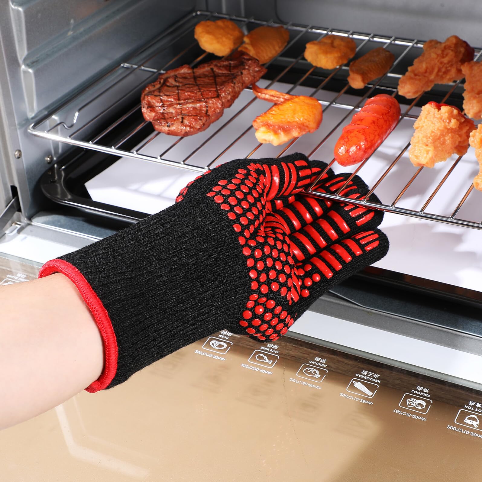 Guantes Aislamiento Térmico para Cocinar Asar y Hornear Guantes de Cocina Resistentes al Calor para Barbacoa y Uso el Horno