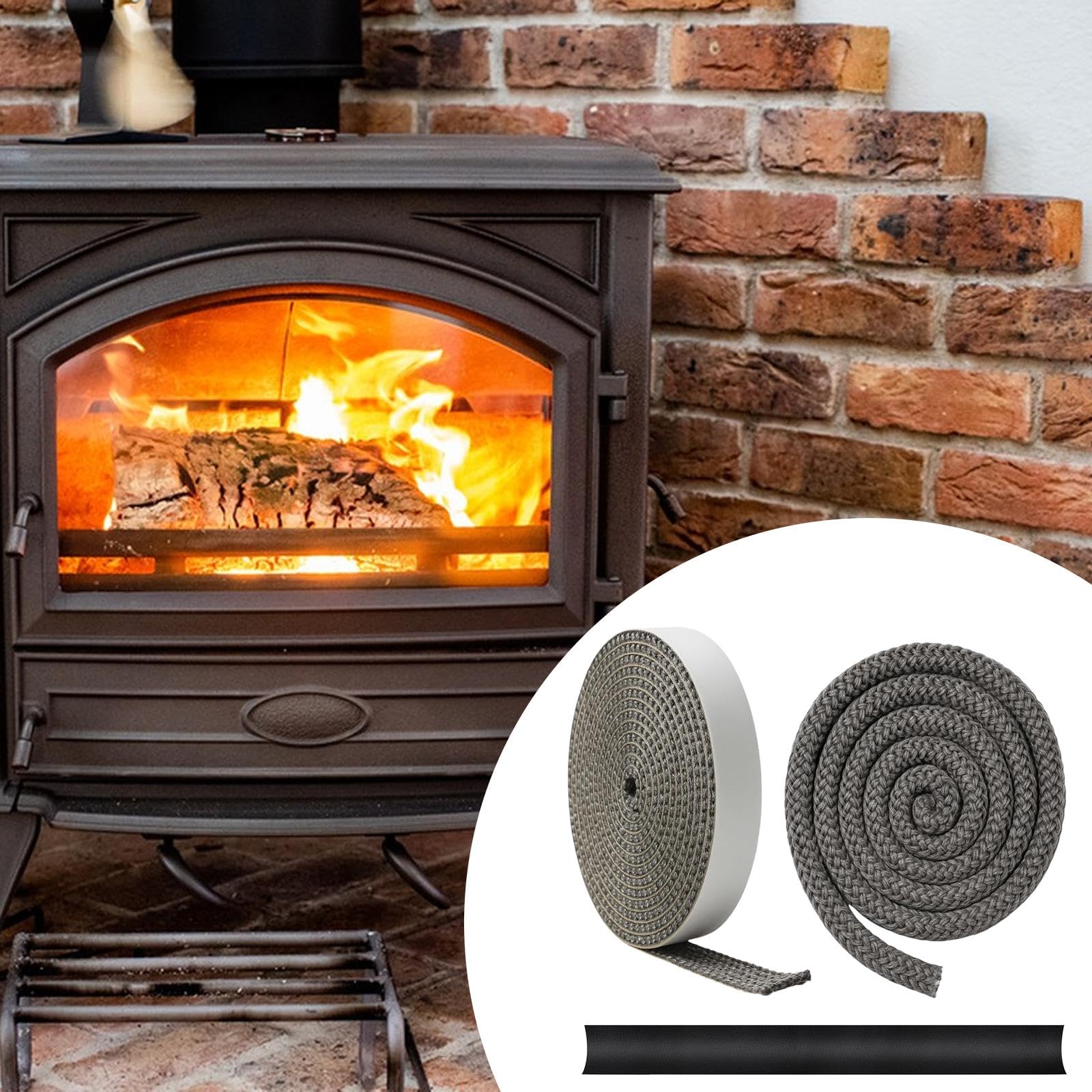 perfk Guarnizione per in corda di fibra di vetro Guarnizione per stufa resistente al calore versatile di facile installazione