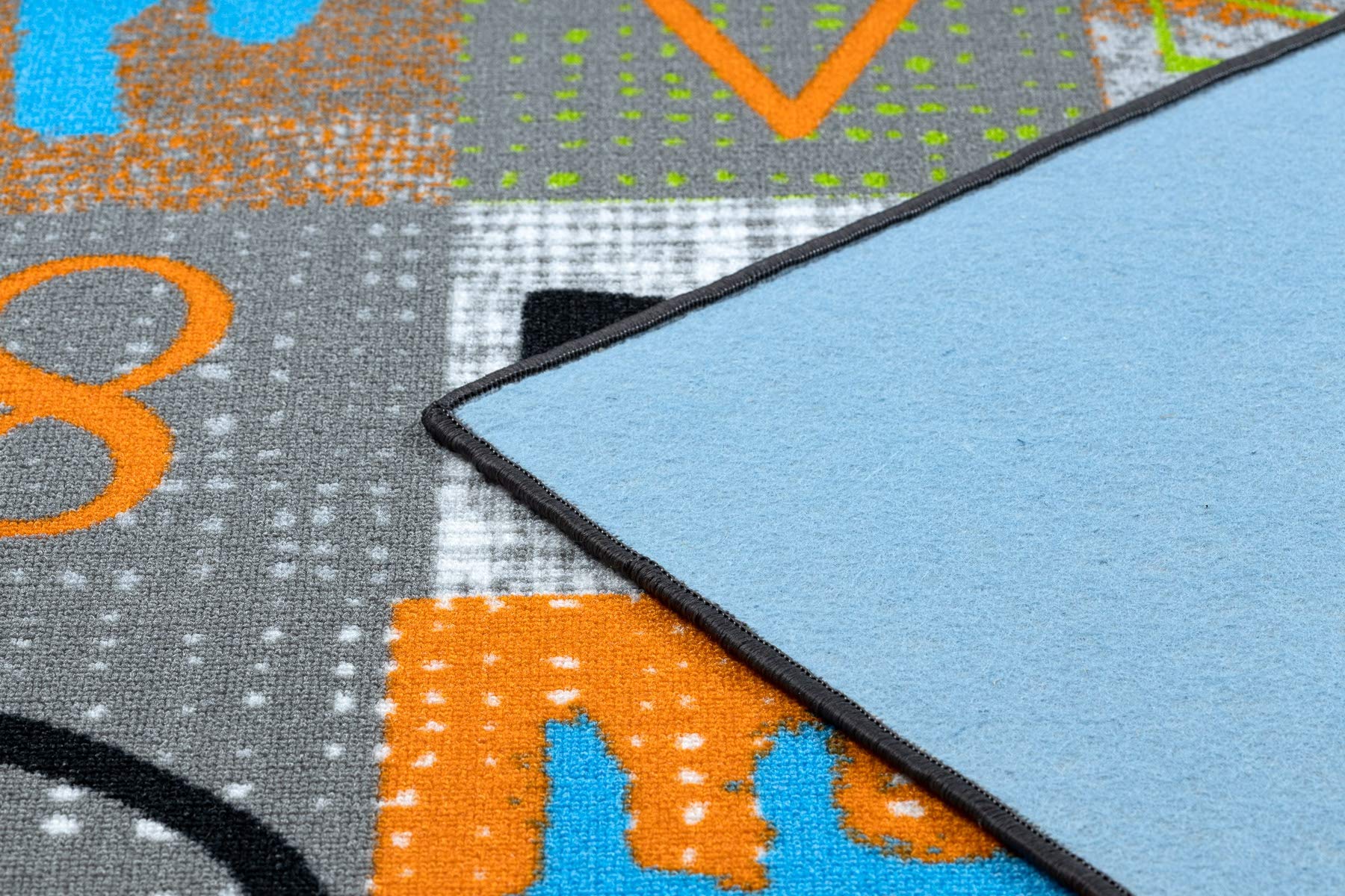 rugsx Teppich Jumpy Kinderteppich für Babyzimmer, Kinderzimmer, grau/orange/blau 100x150 cm