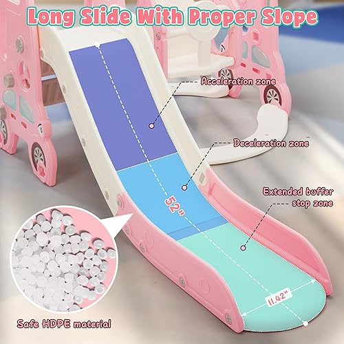 Miniatura 7 de Juego de tobogán y columpio 6 en 1, para interiores y exteriores, para niños pequeños de 1 a 8 años, tobogán para niños pequeños con columpio,