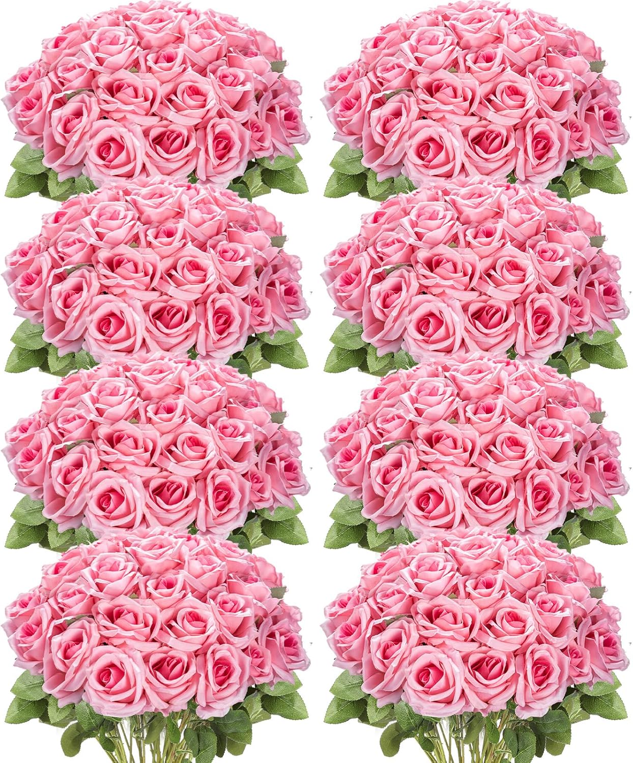 Hotop 120 Pcs Roses Artificial Flowers in Bulk,Long Stem Artificial Flower Bouquet,Silk Real Touch Fake Rose for Home Wedding Bridal Party Table Centerpieces Decor Valentines Gifts(Gradient Pink)