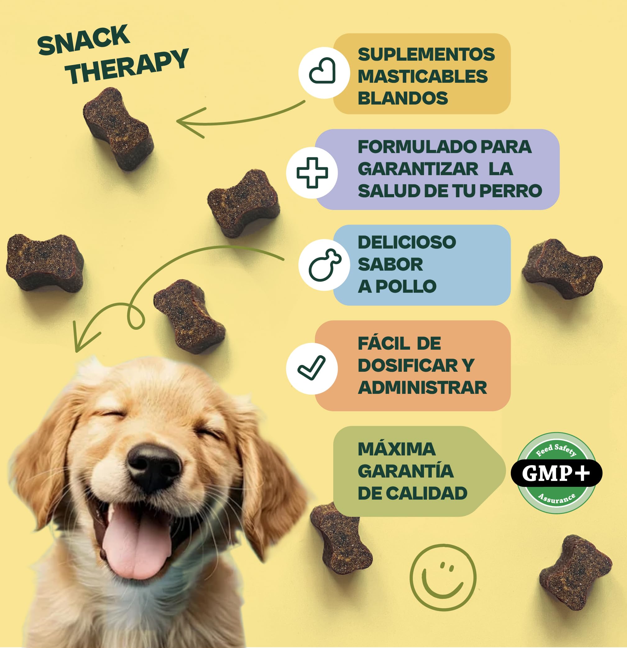 Gooddy - Condroprotector Articulaciones Perros. 100 Snacks naturales 300g. Sin Cereales e Hipoalergénico – Caderas, Artrosis, Huesos. Colágeno, Glucosamina HCI, Condroitina y MSM. Hasta 3 meses de uso