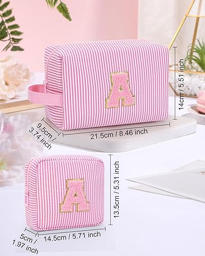 Miniatura 3 de MONSTINA Bolsa de maquillaje para mujer - Bonita bolsa de maquillaje con inicial personalizada, rosado B