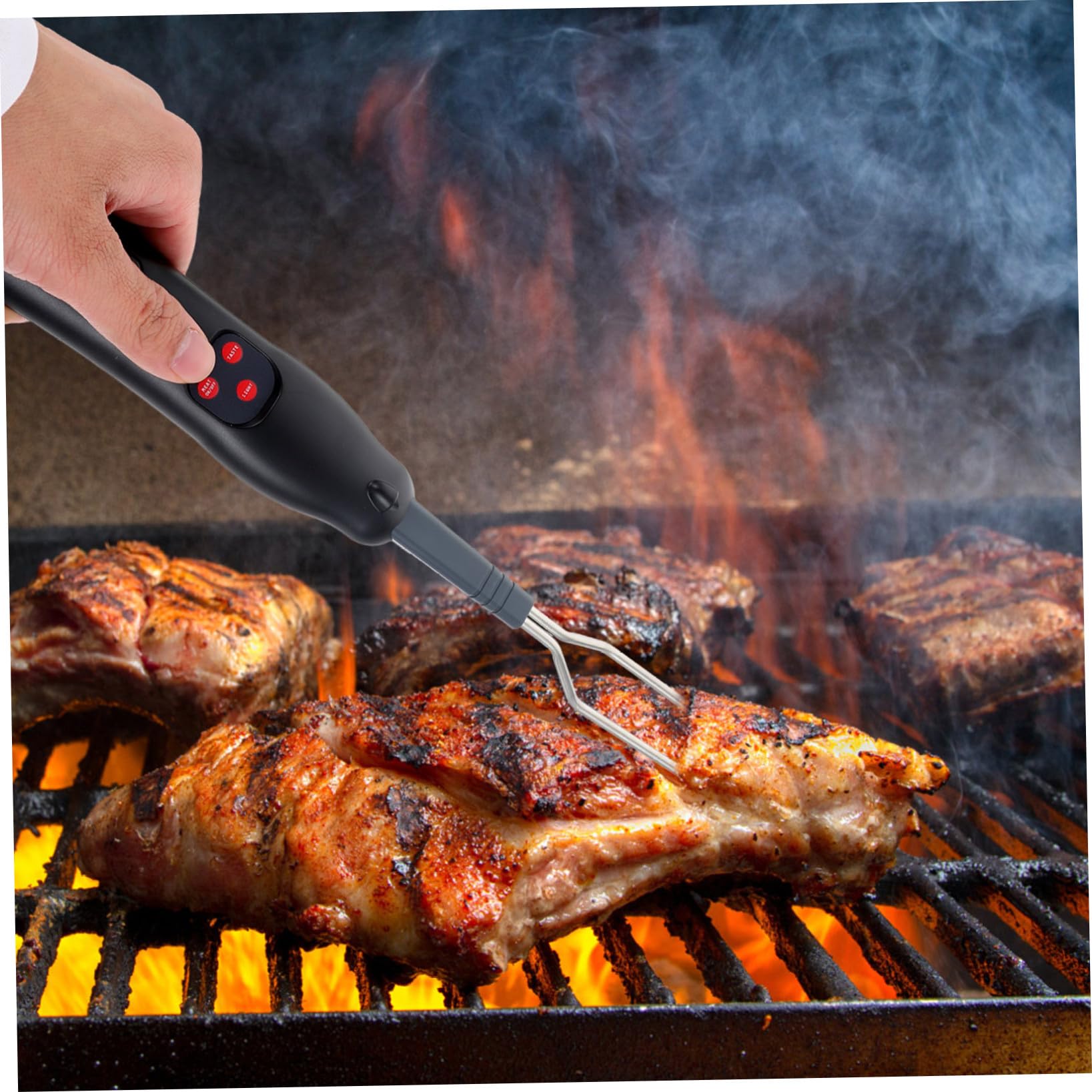 TOYANDONA 2 Pezzi Termometro Elettronico per Carne Bbq con Ergonomico e Sicura Strumento per Arrosto e Termometro Wireless Inossidabile