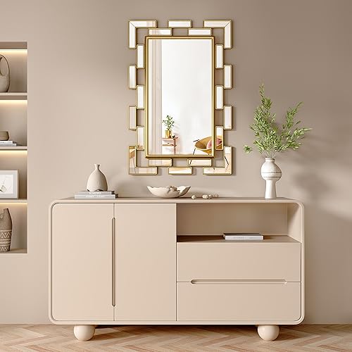 Miniatura 3 de Espejo de pared decorativo dorado de 23.6 × 15.8 "- Espejo de pared rectangular grande con diseño veneciano griego