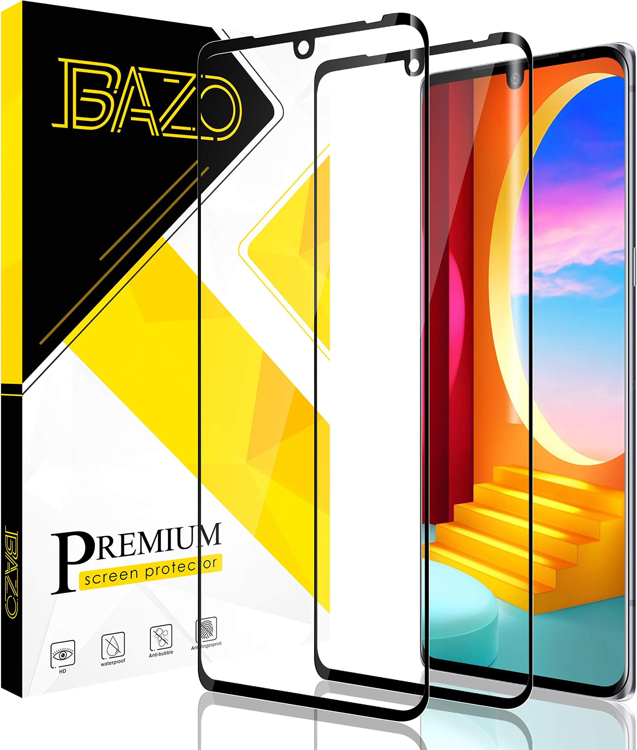 BAZO 2 Pack Compatible for LG Velvet 5G Screen Protector Tempered Glass [3D Full Coverage Film] 9H [Anti-Scratch] [Easy Installation] HD [Fit with Most Cases] Clear Screen Protector