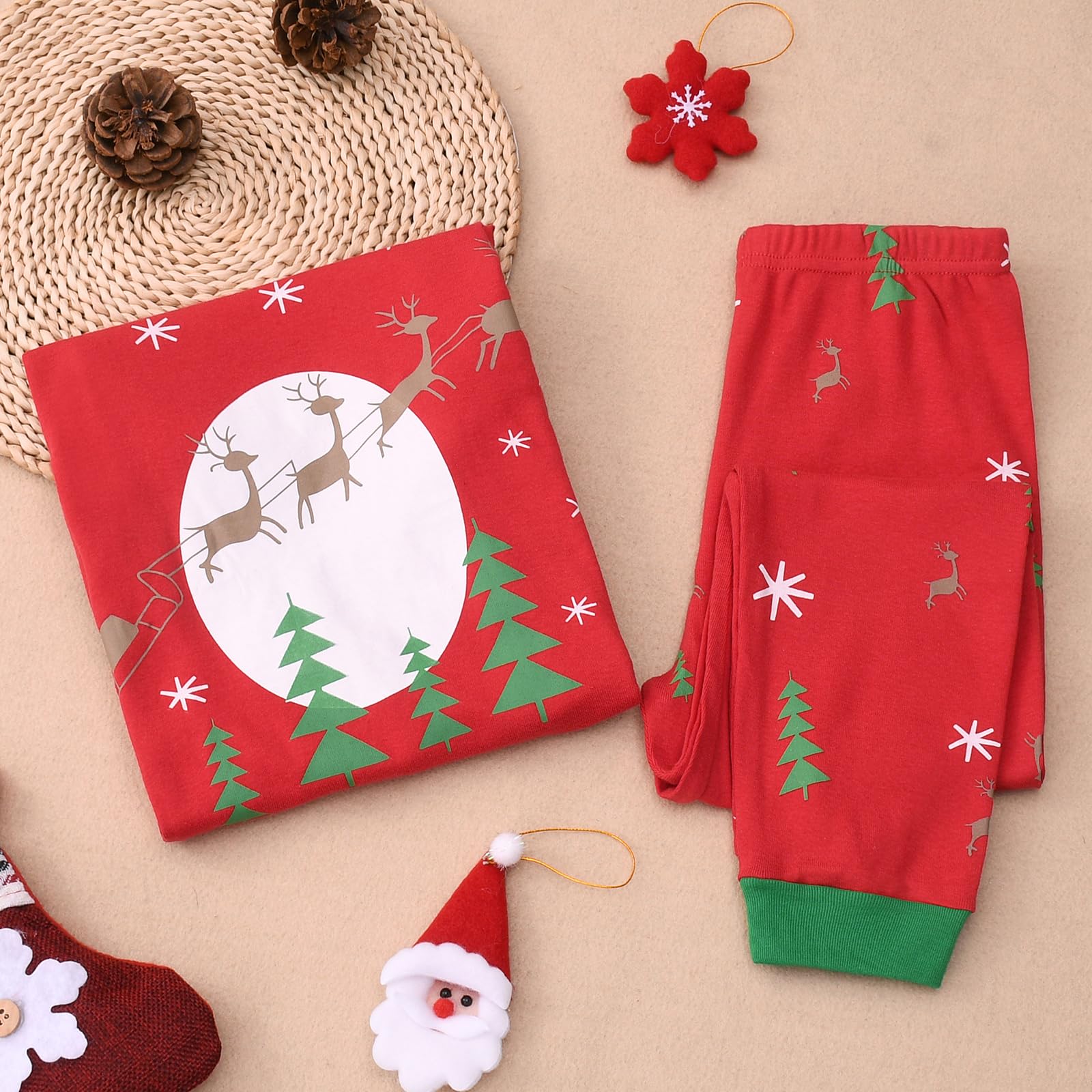 Gumyoss Pigiama di Natale per Bambini Pigiama per Bambine Maniche Lunghe Cotone Due Pezzi 2-12 Anni
