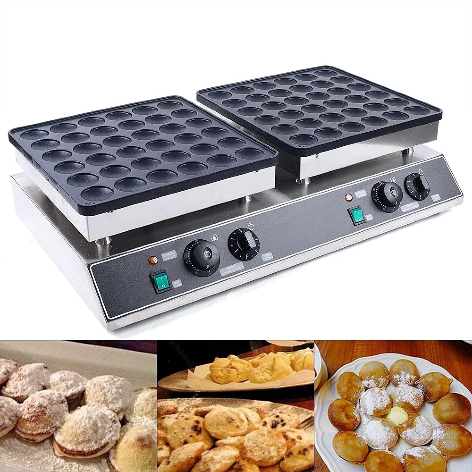 Piastra per Pancake Olandesi a 72 Fori, Piastra Commerciale Antiaderente per Waffle e Ciambelle, Piastra elettrica per Pancake per ristoranti, Bar e Negozi.,