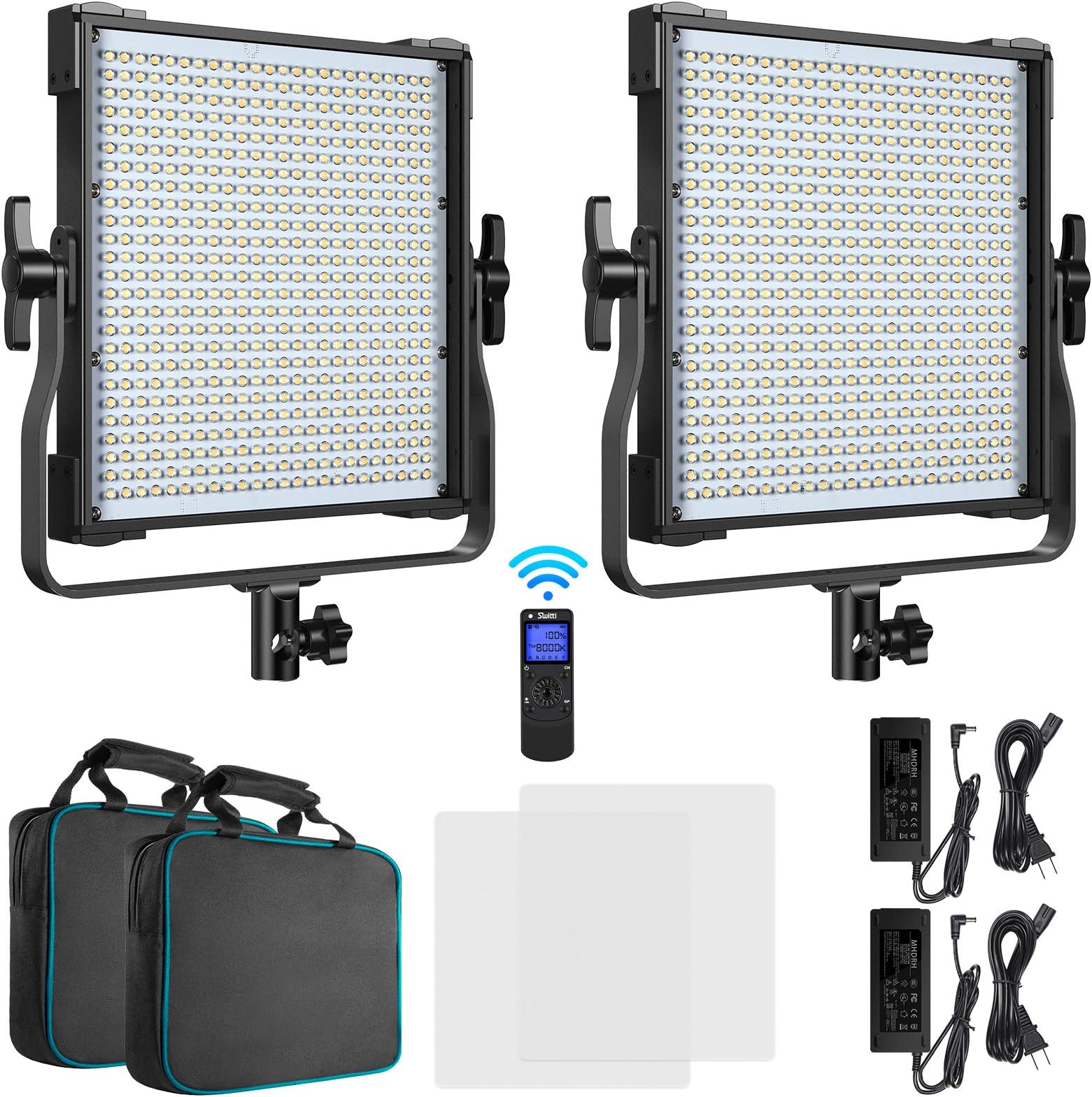 LED Video Light, Dimmable Bi-Color Photography Lights, 2-Pack Panel Light for Studio Portrait Product Photography YouTube Video Recording Outdoor Shooting|45W, 600pcs LEDs,3000K-8000K/CRI96+