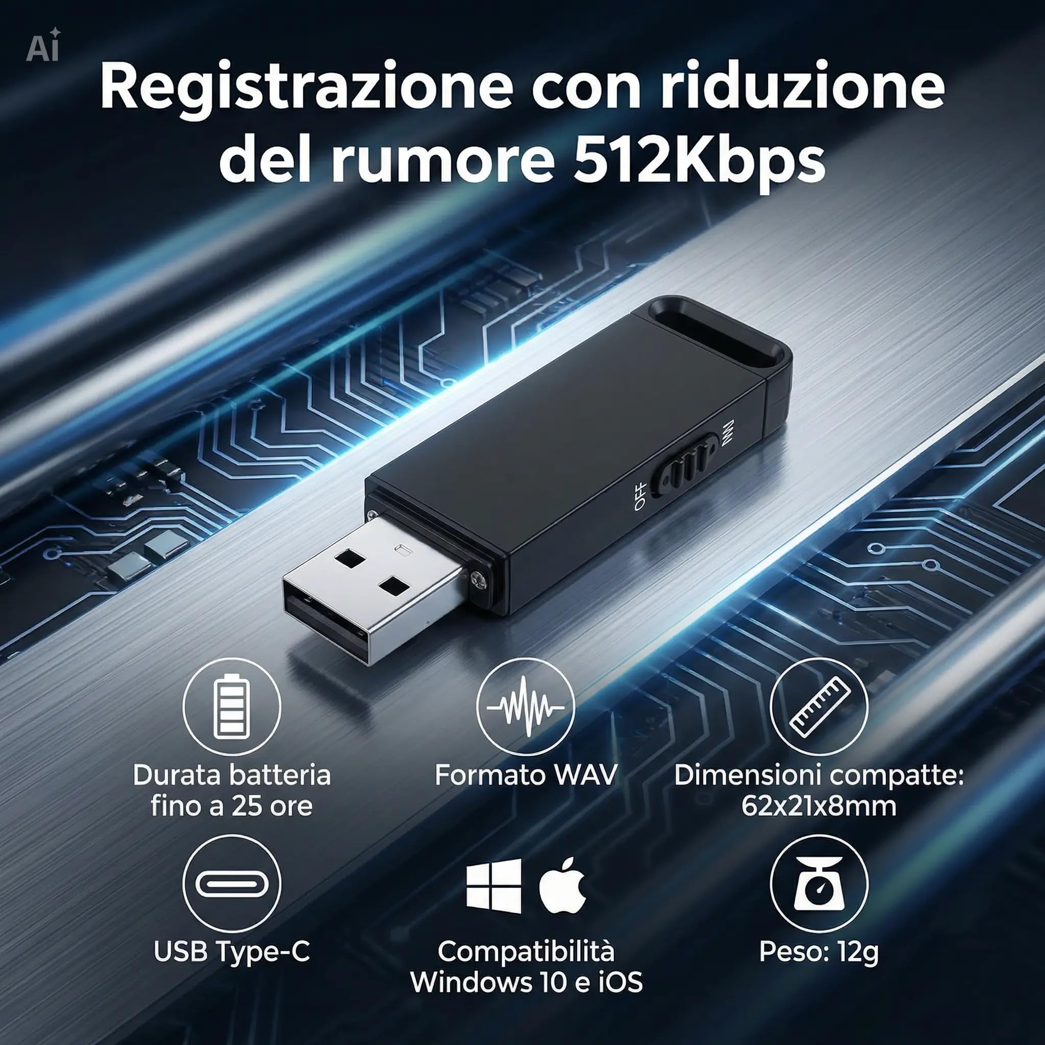 Grabadora de audio digital micro con 32 GB de memoria interna – Memoria USB micro grabadora de voz profesional con reducción de ruido, batería 25 horas