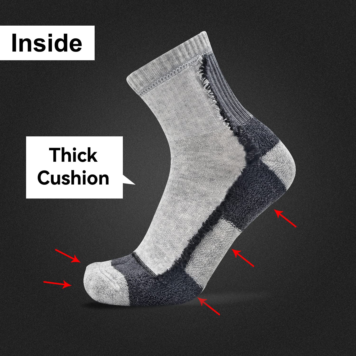 Socks Daze Calcetines tobilleros de mezcla de lana merina para correr y senderismo, para hombres y mujeres, atléticos, acolchados, calcetines de baloncesto
