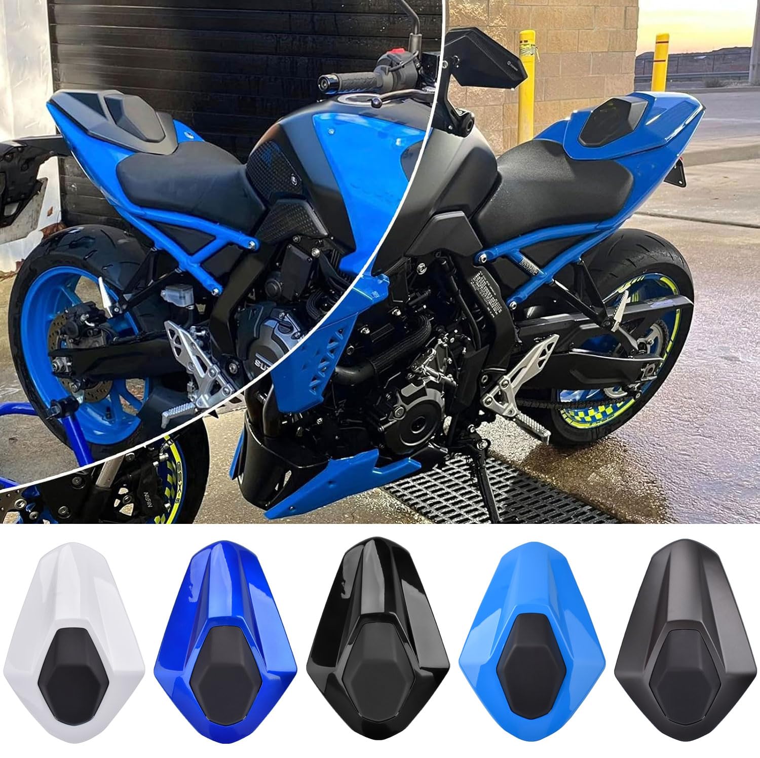 Motorrad GSX8R Sozius-Rücksitzabdeckung, Solo-Verkleidung, passend für GSX-8S GSX8S 2023–2024 GSX-8R Zubehör 2024 2025 (Hellschwarz)