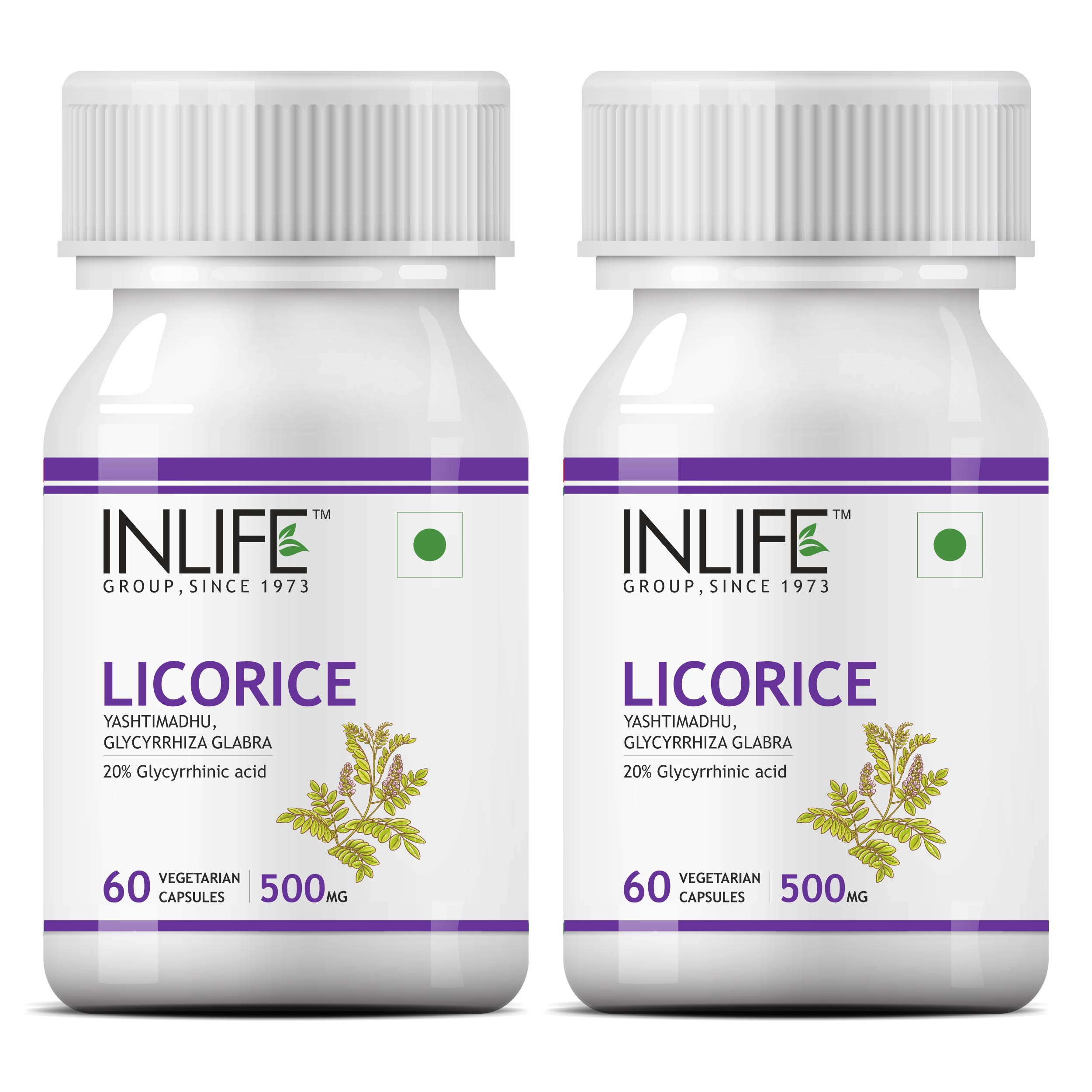 INLIFE Licorice Root Extract (Yastimadhu) Standardized to 20% Glycyrrhizinic Acid Supplement, 500 mg - 60 Vegetarian Capsules (Pack of 2) (B0794YRQJ2) Amazon Price History, Amazon Price Tracker