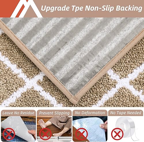 Miniatura 3 de COSY HOMEER - Alfombra antideslizante de 28 x 9pulgadas, uso interior en peldaños de madera, alfombras para niños y perros, 100% poliéster, base de