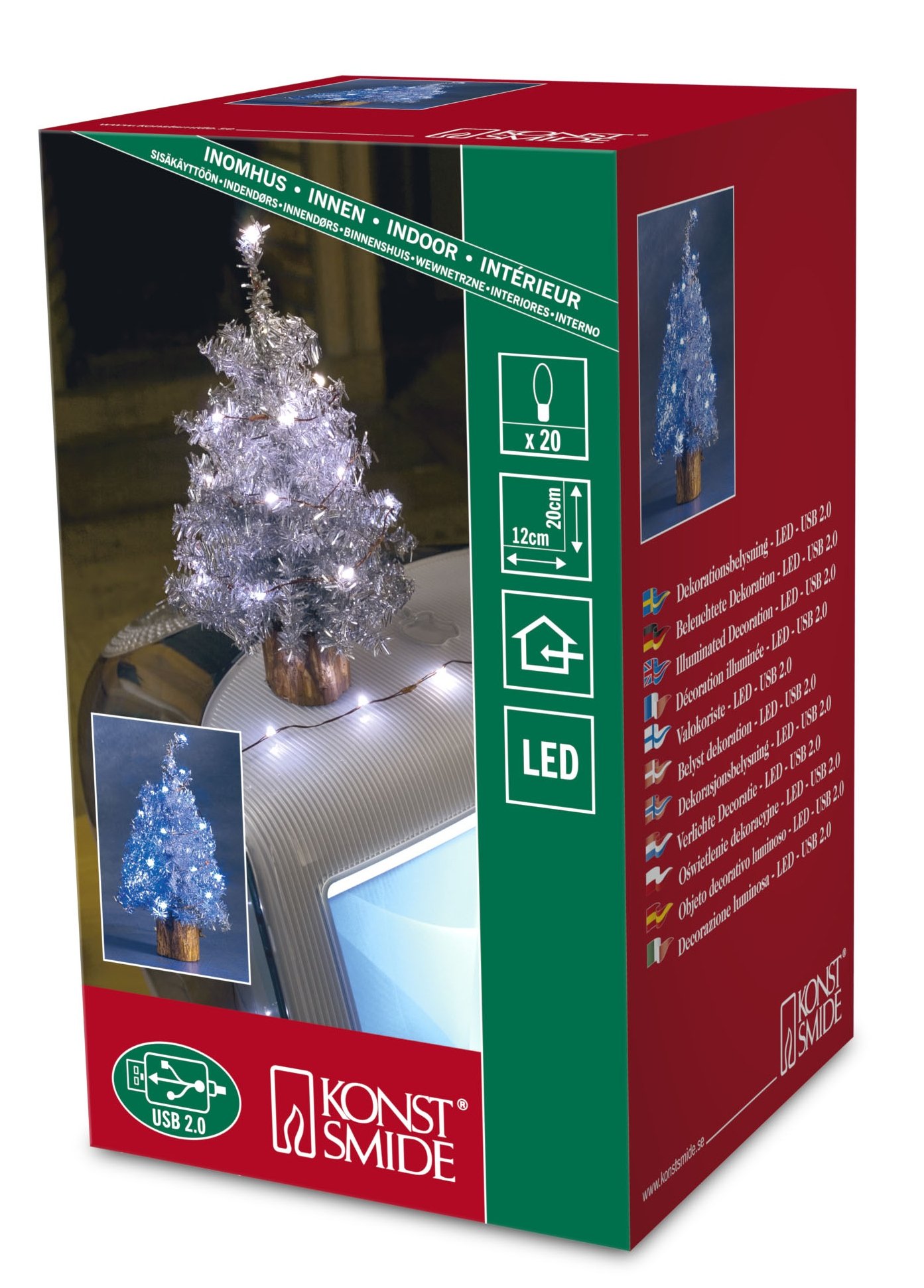 Konstsmide1270-200 Indoor Tinsel Tree in Silver, 20 LEDs - Ice/Cool White, One Size