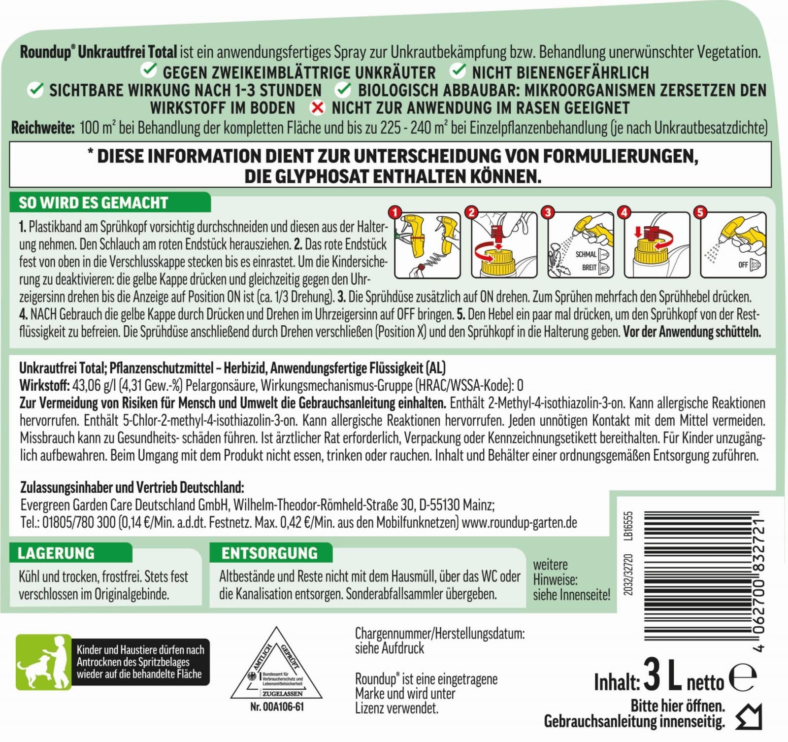 2 X 3L Roundup®Unkrautfrei Total