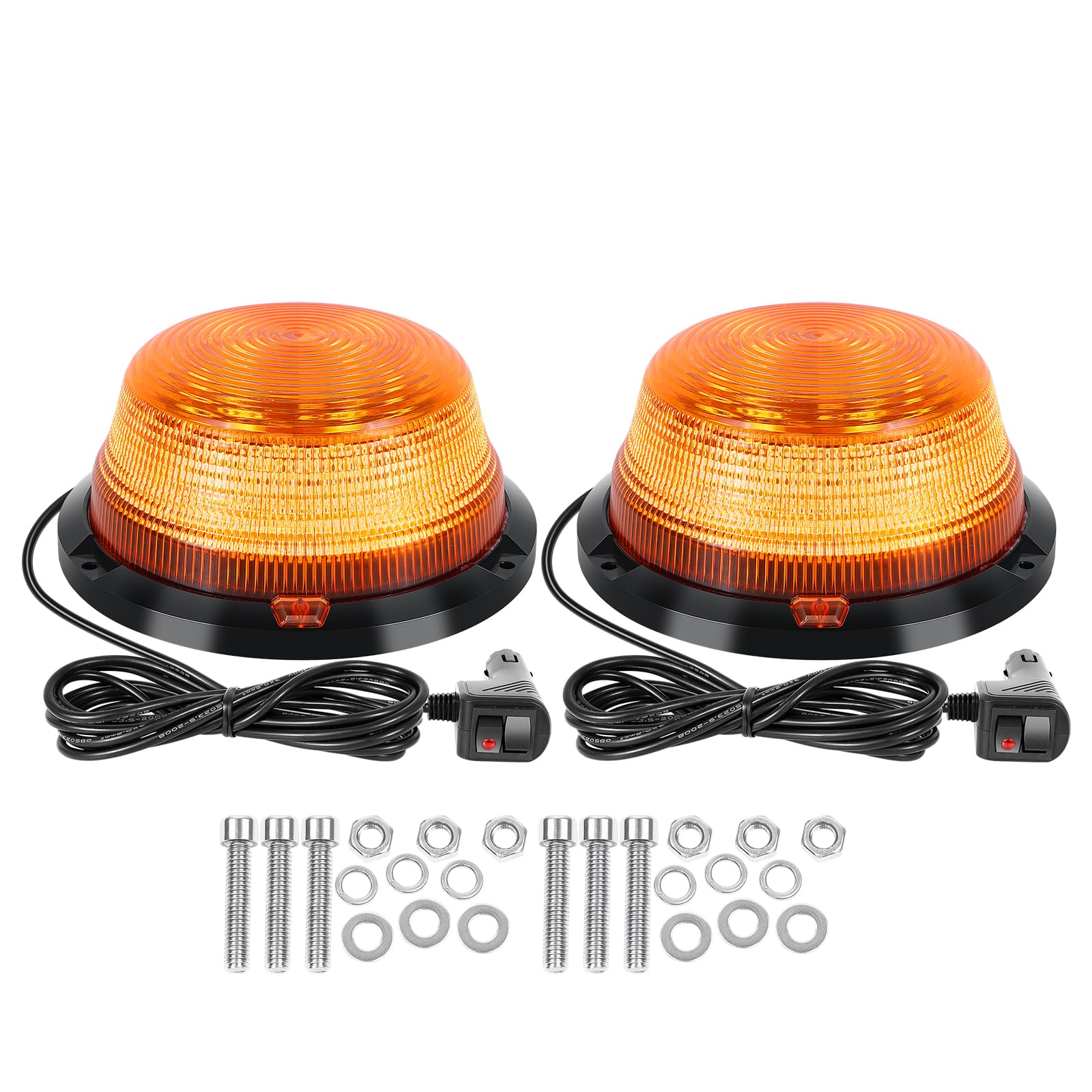 AUXTINGS Baliza giratoria redonda ámbar 16 cm con base magnética,2 Pcs