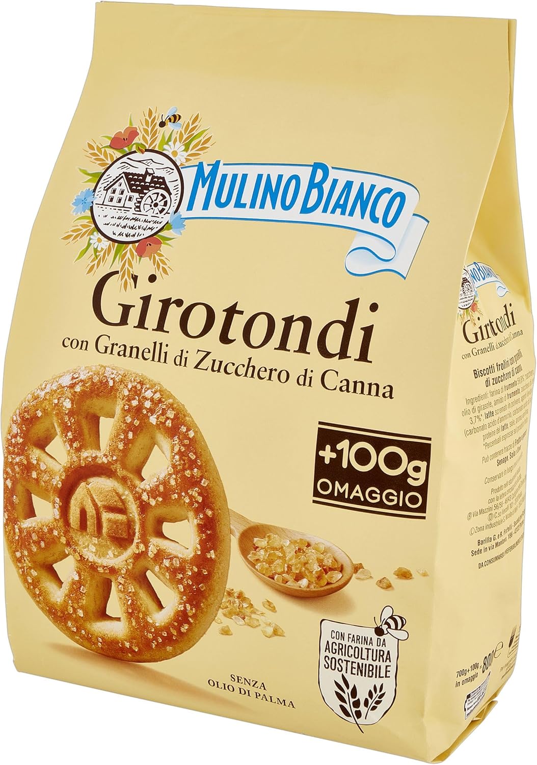 Mulino Bianco Biscotti Girotondi con Granelli di Zucchero di Canna - 800 g - Immagine 2