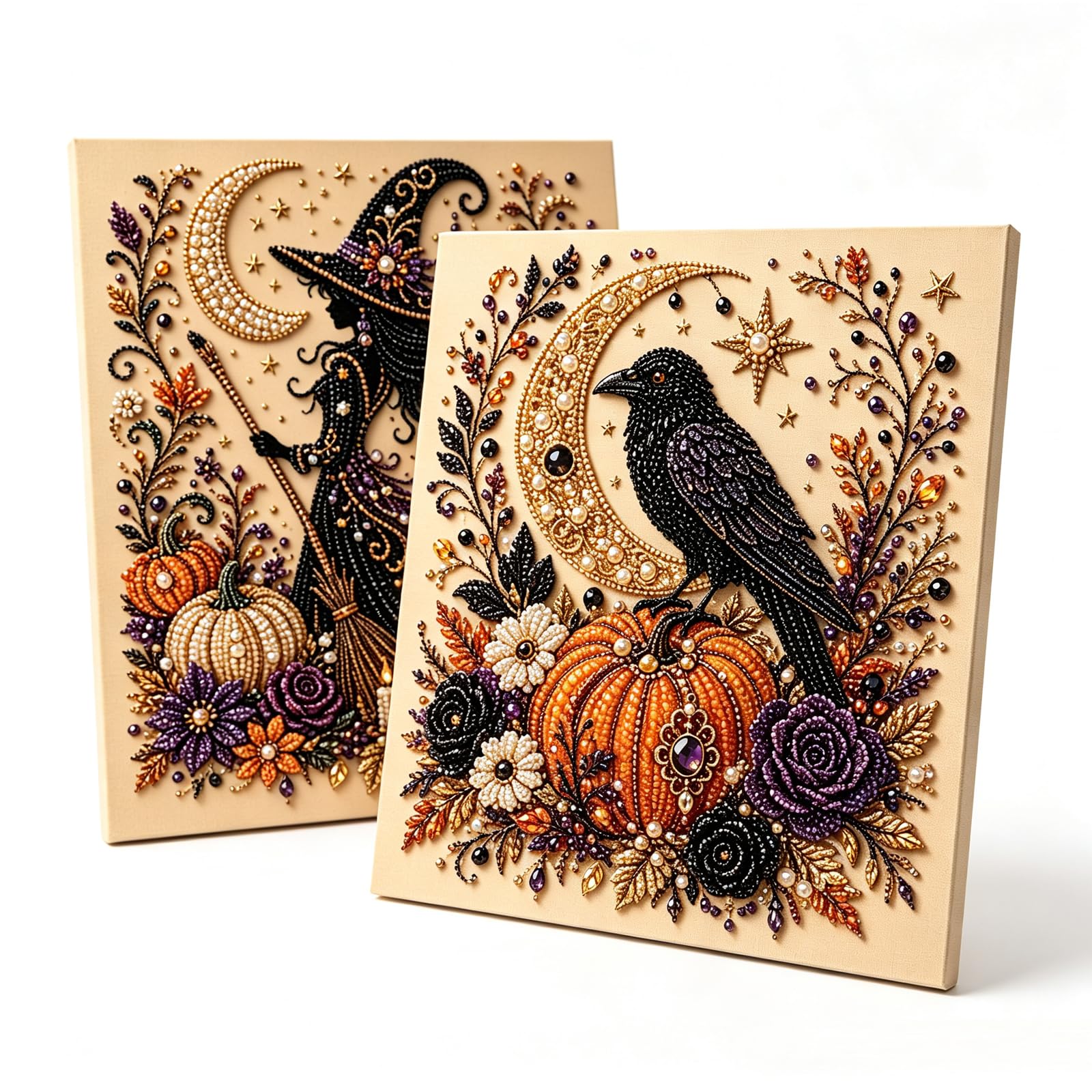 2Pcs Halloween Pearl Art Kit, Pearl Art Kits for Adults Halloween Ghost DIY