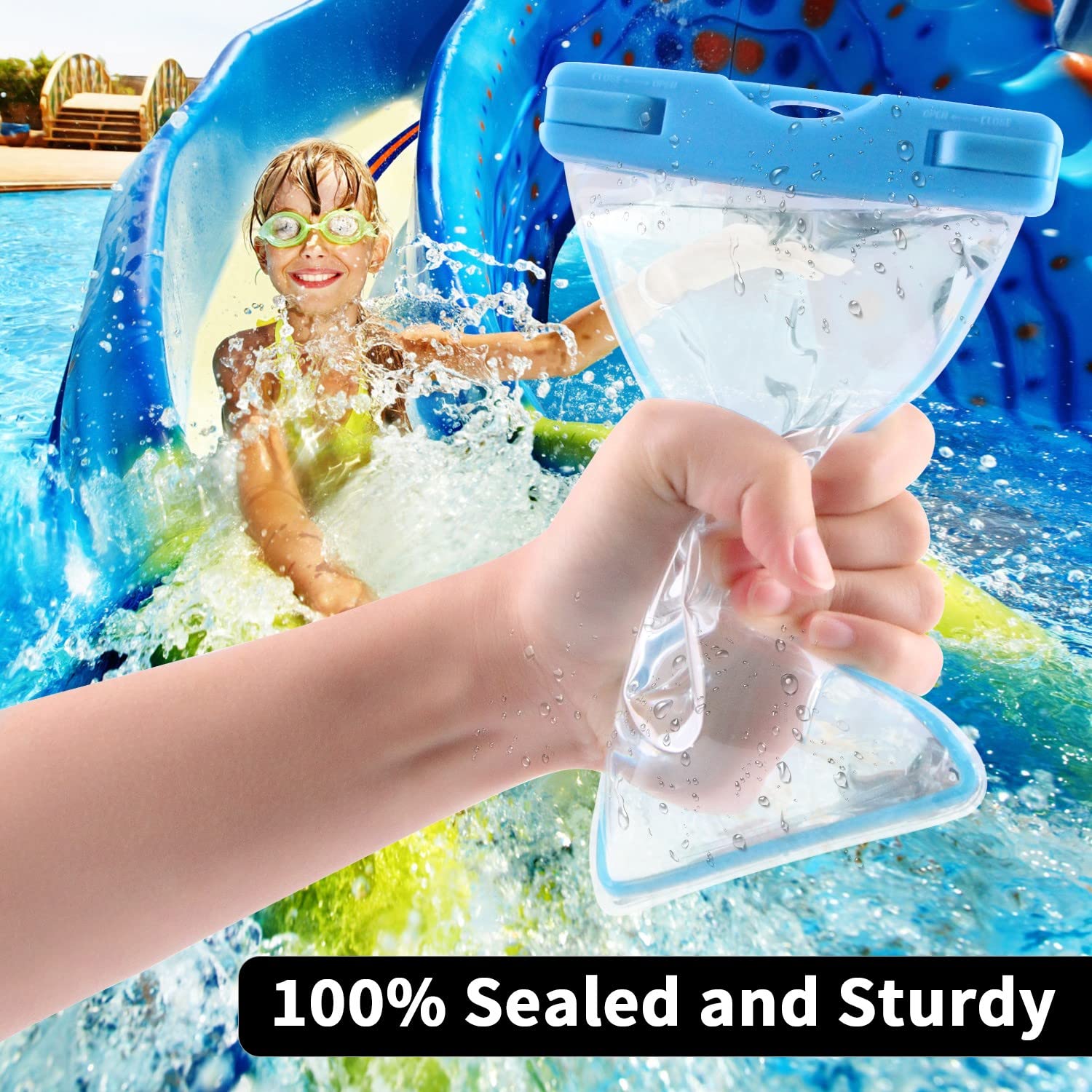 Pochette Étanche IPX8 2 Pièces – Ceinture Réglable, Bleu