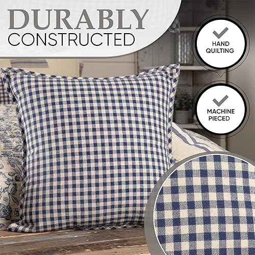 Miniatura 4 de Doylestown - Edredón de retazos y flores, 100% algodón, reversible, con cuadros de guingán, saco de grano y rayas azules para decoración de