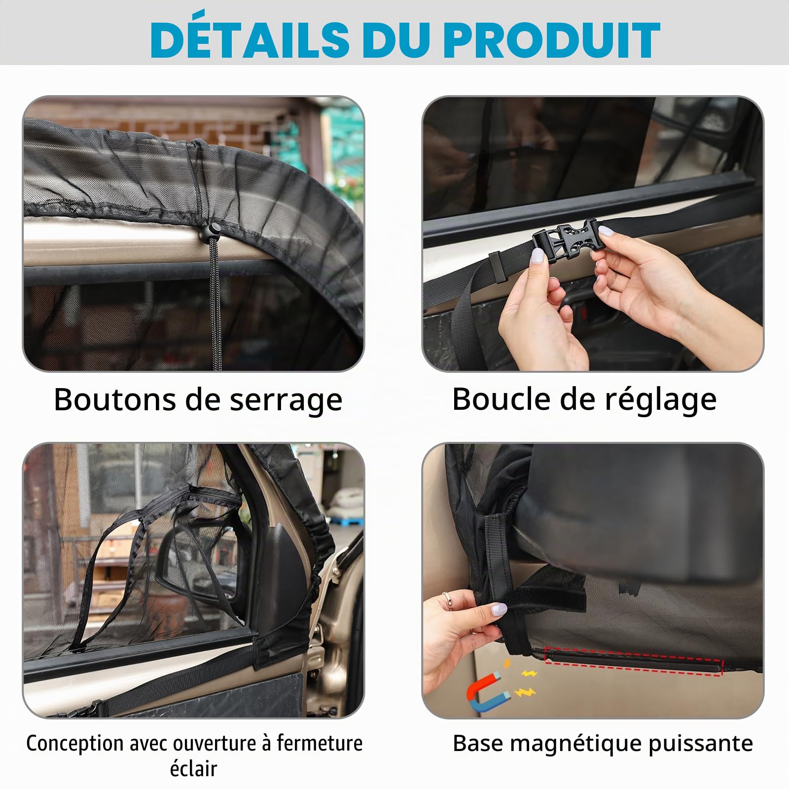 ZATOOTO Moustiquaire de Porte Avant pour VW T5 T6, Moustiquaire Fenetre Voiture, Protection Contre Les Moustiques, Respirante pour Camping