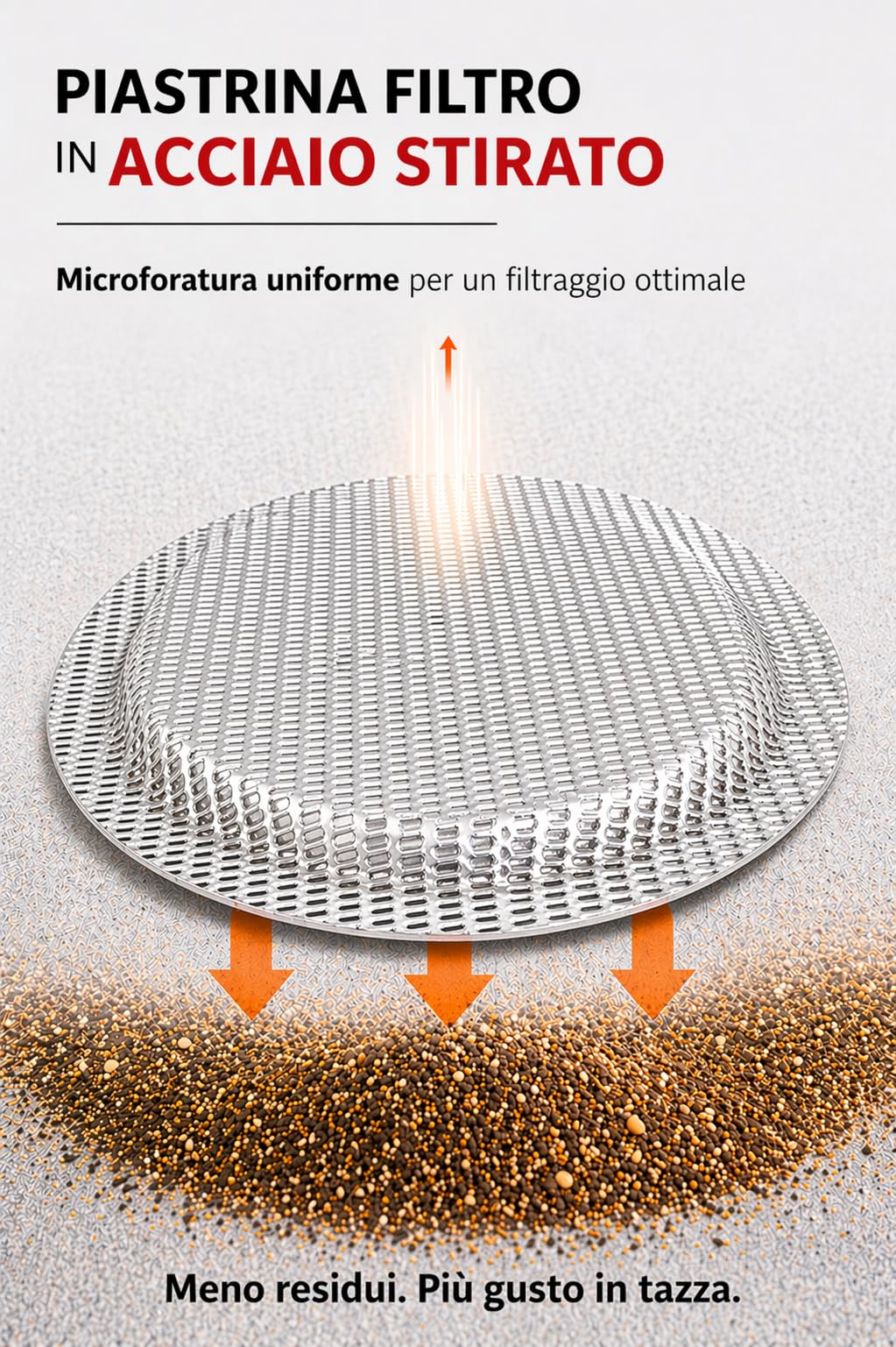 Orziera ORZE' 2 TZ, Alluminio, Alta qualità, Manico ergonomico, Valvola Anticalcare, Piastrina Filtro Acciaio Stirato
