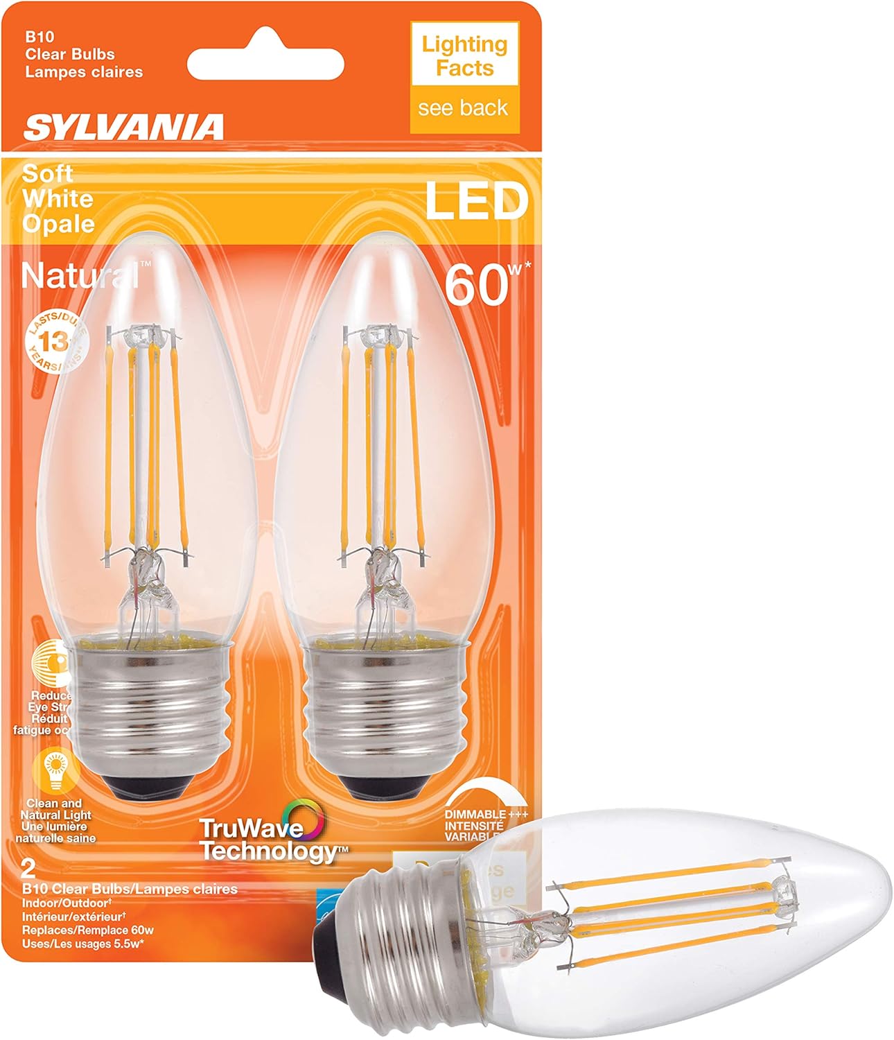 Sylvania LED TruWave Natural Series Candelabra Light Bulb, 60W Soft