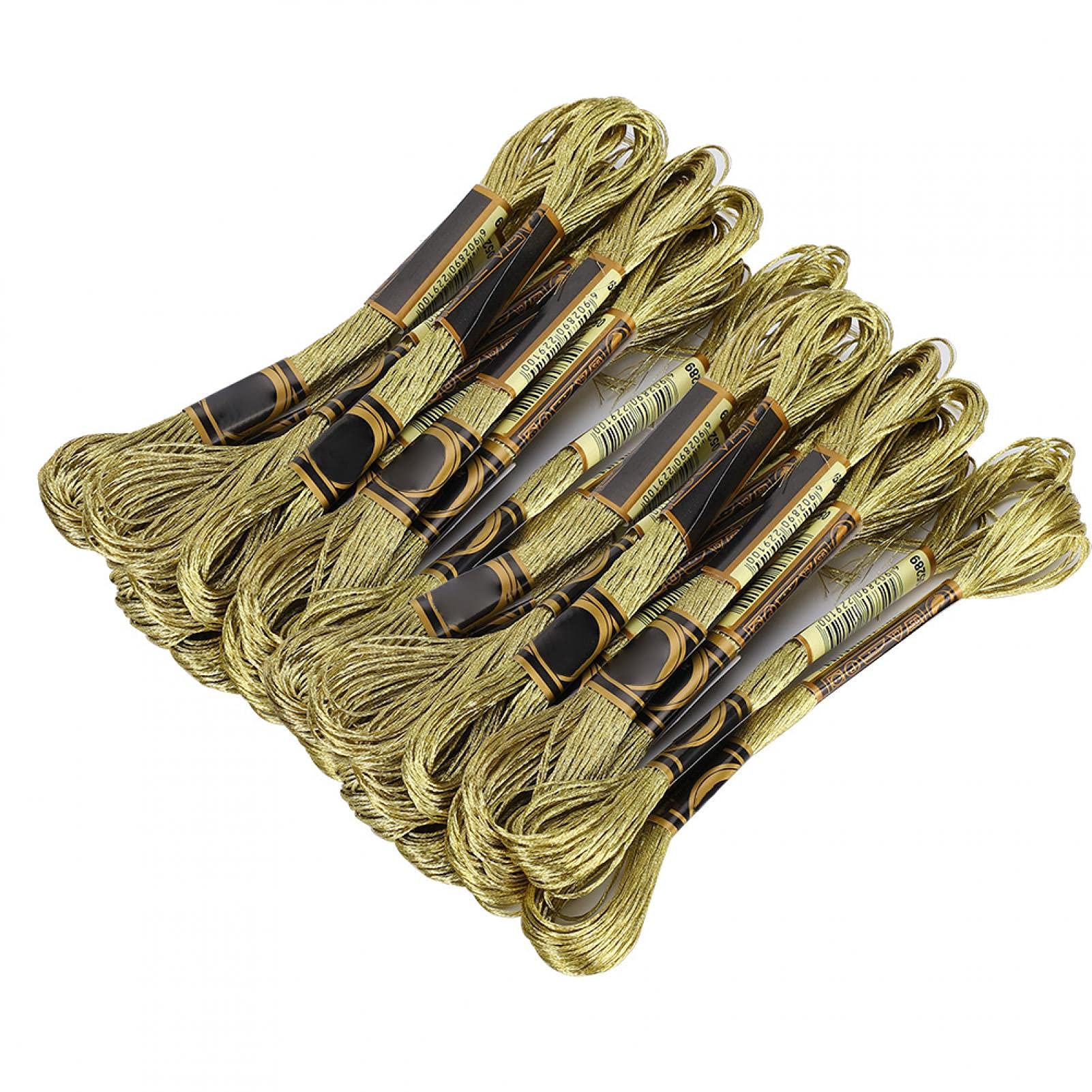 Fil à Broder Doré - Lot De 24 Écheveaux - Coton Métallisé Pour Bracelets, Point De Croix Et Loisirs Créatifs - 8m Par Bobine