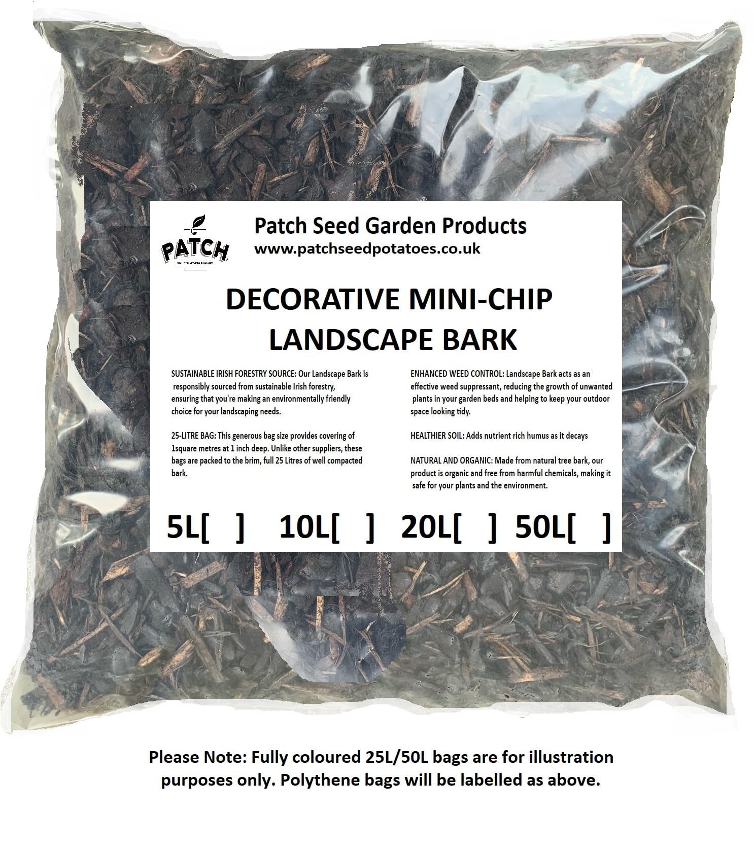 Just Grow Decorative Mini-Chip Landscape Bark - Produced from sustainable Irish forestry (25 Litres)