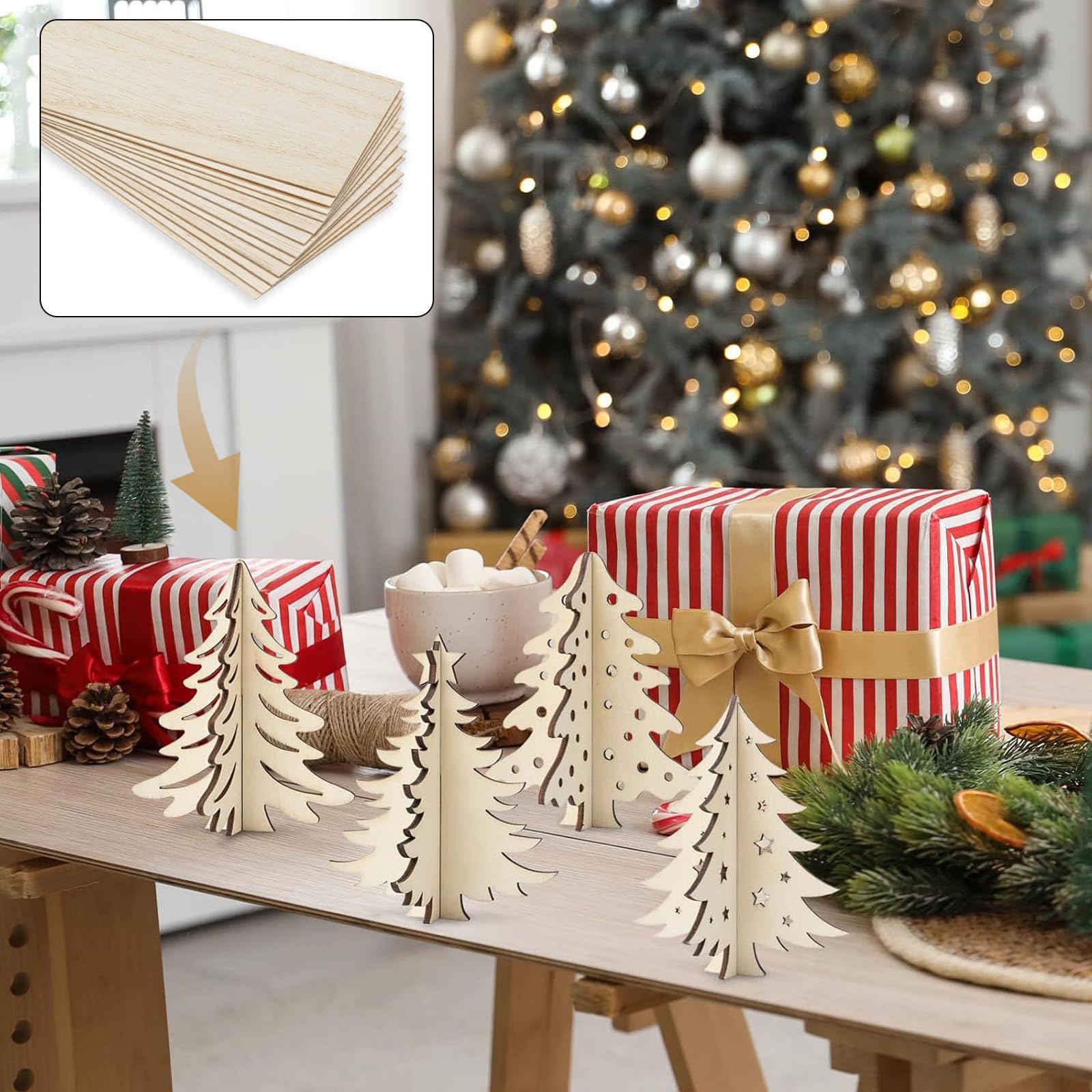 12 fogli di legno di Paulownia per fai da te: 200 x 100 x 1 mm, fogli di compensato sottile, non finiti per decorazione domestica, modelli in legno, pittura e incisione