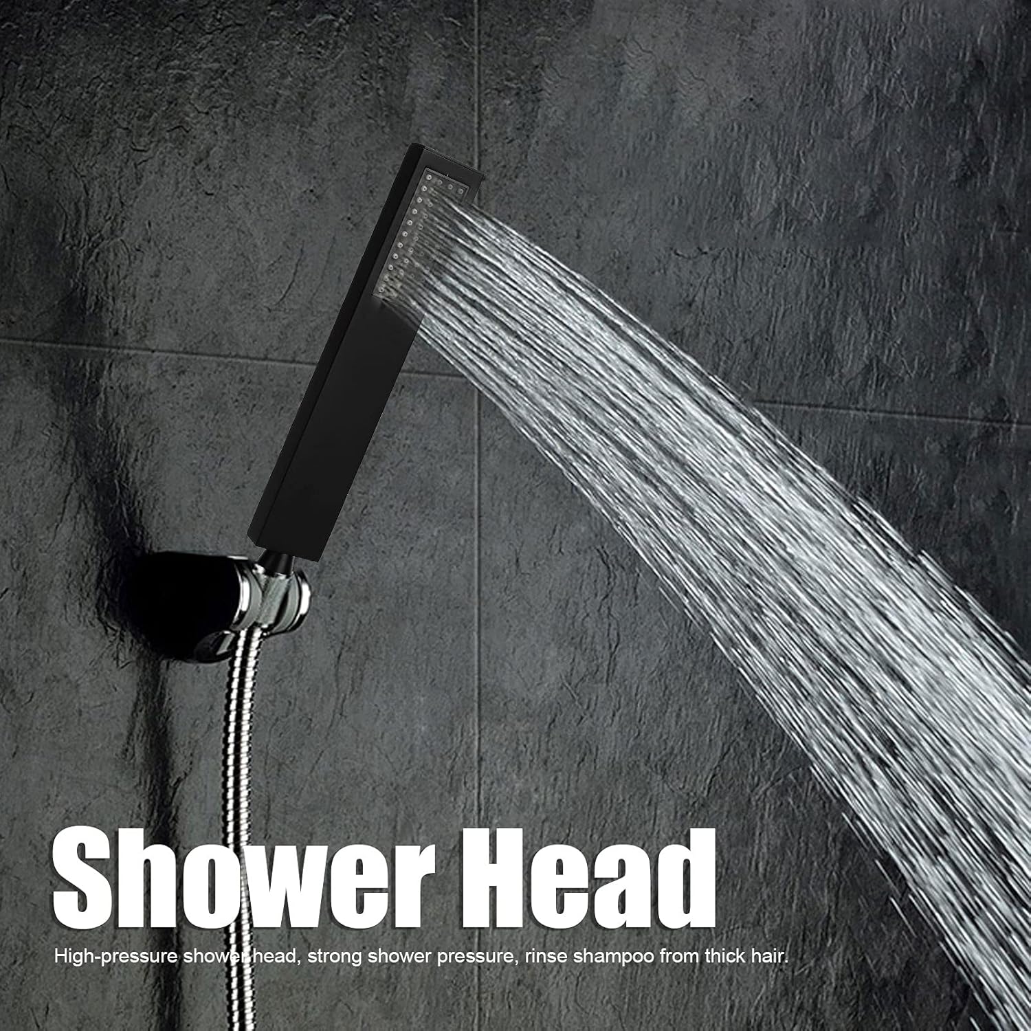 OUKENS Shower Head, Matte Black Square Full Copper High Pressure G1/2 Thread Shower Sprayer with Handheld for Bathroom