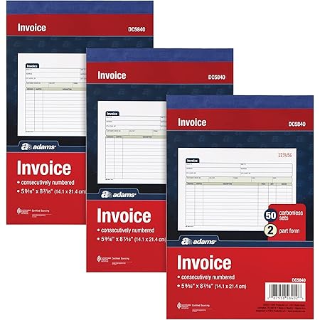 Amazon.com : Adams Invoice Book, 2-Part, Carbonless, 5-9/16 x 8-7/16 ...