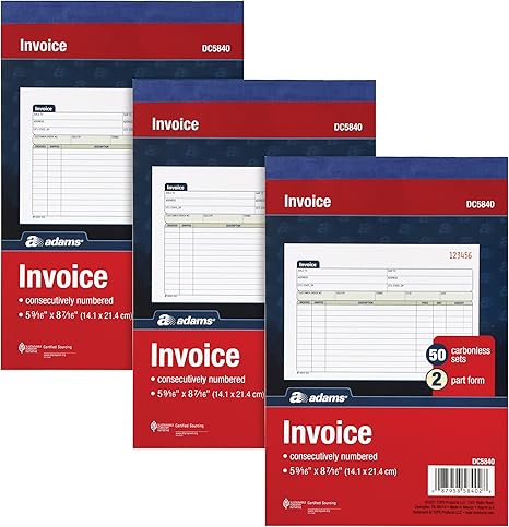 Adams Invoice Book, 3 Pack, 2-Part Carbonless Sales Order Forms ...