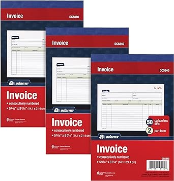 Adams Invoice Book, 3 Pack, 2-Part Carbonless Sales Order Forms ...