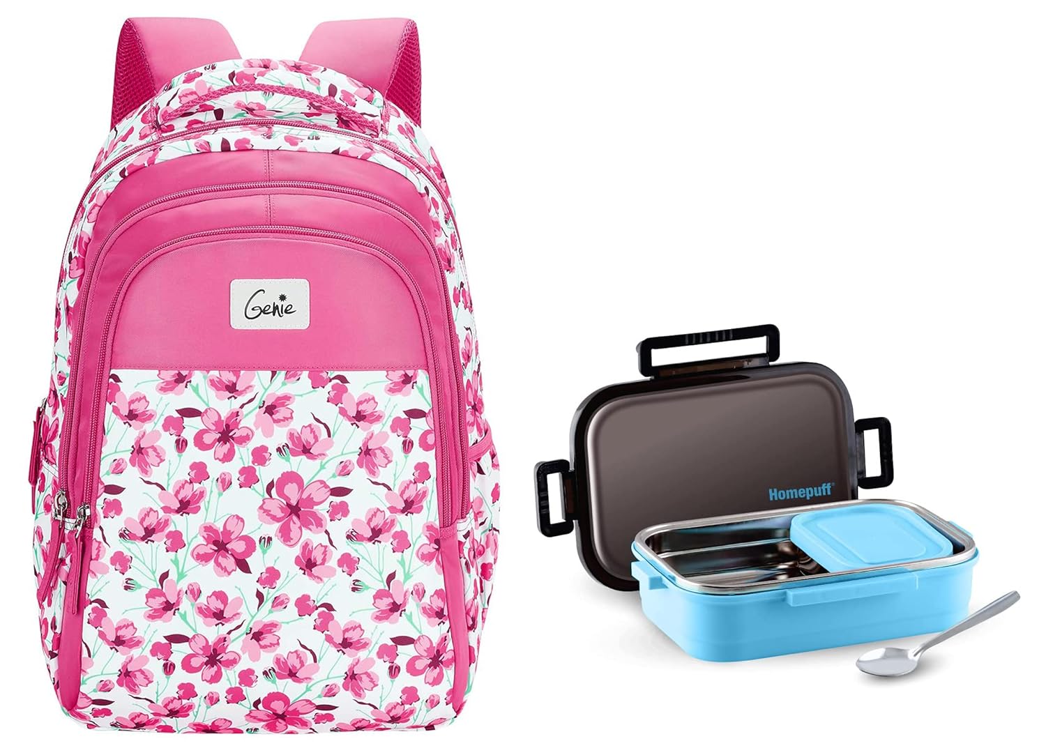 Buy GENIE Camellia School Bag for Girls, 17 inch Backpack for Women, 3 compartments with Home
