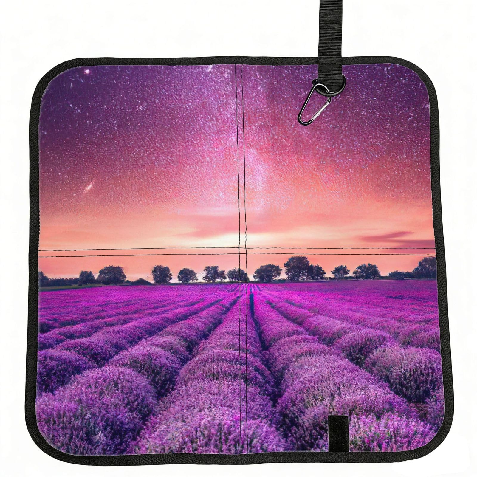 bghdfa Lavender Fields Print Outdoor Sitting Mat Waterproof Oxford Cloth Seat Cushion Folding Foam Camping Seat For Picnic