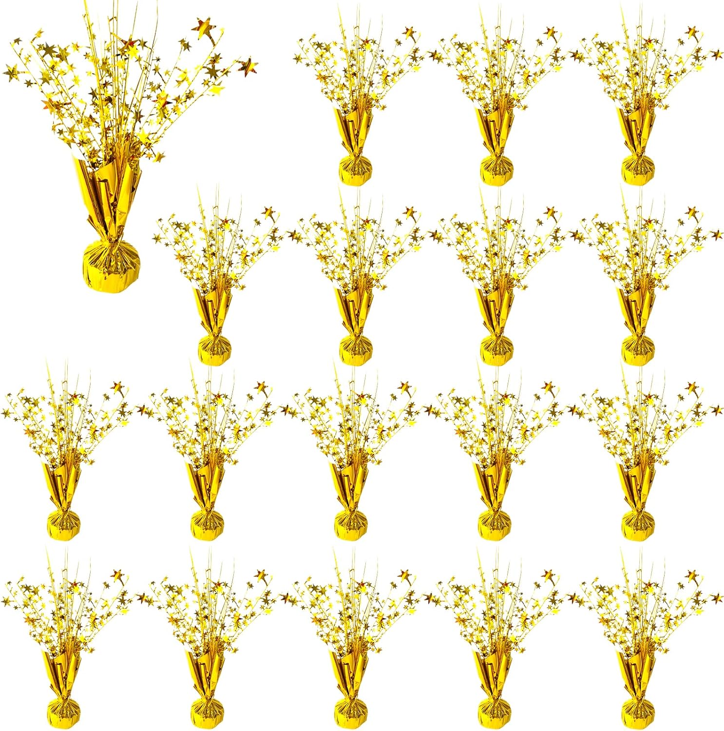18 Pack Metallic Foil Spray Centerpiece Star Table Decoration Burst Glitter Tabletop Centerpieces for Birthday Christmas New Years Nye Wedding Graduation Holiday Party Supplies Decor, Gold