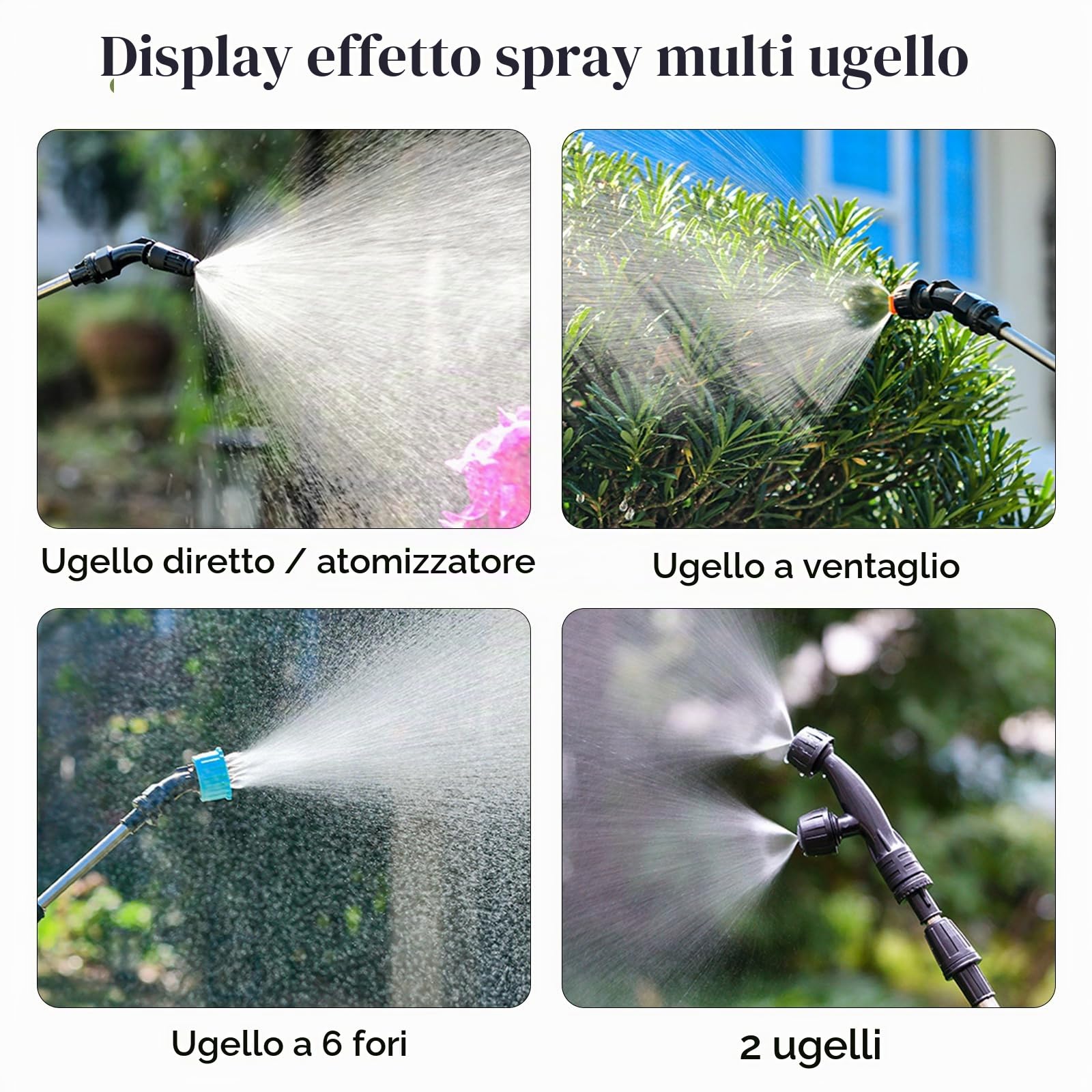 Spruzzatore A Pressione, 8L Batteria Spruzzatore Giardino Con Lancia 4 Ugelli Regolabili Spruzzatore A Zaino Con Batteria 2400 Mah (Pompa Automatica Da 7,4V Serbatoio Trasparente Lancia Telescopica)