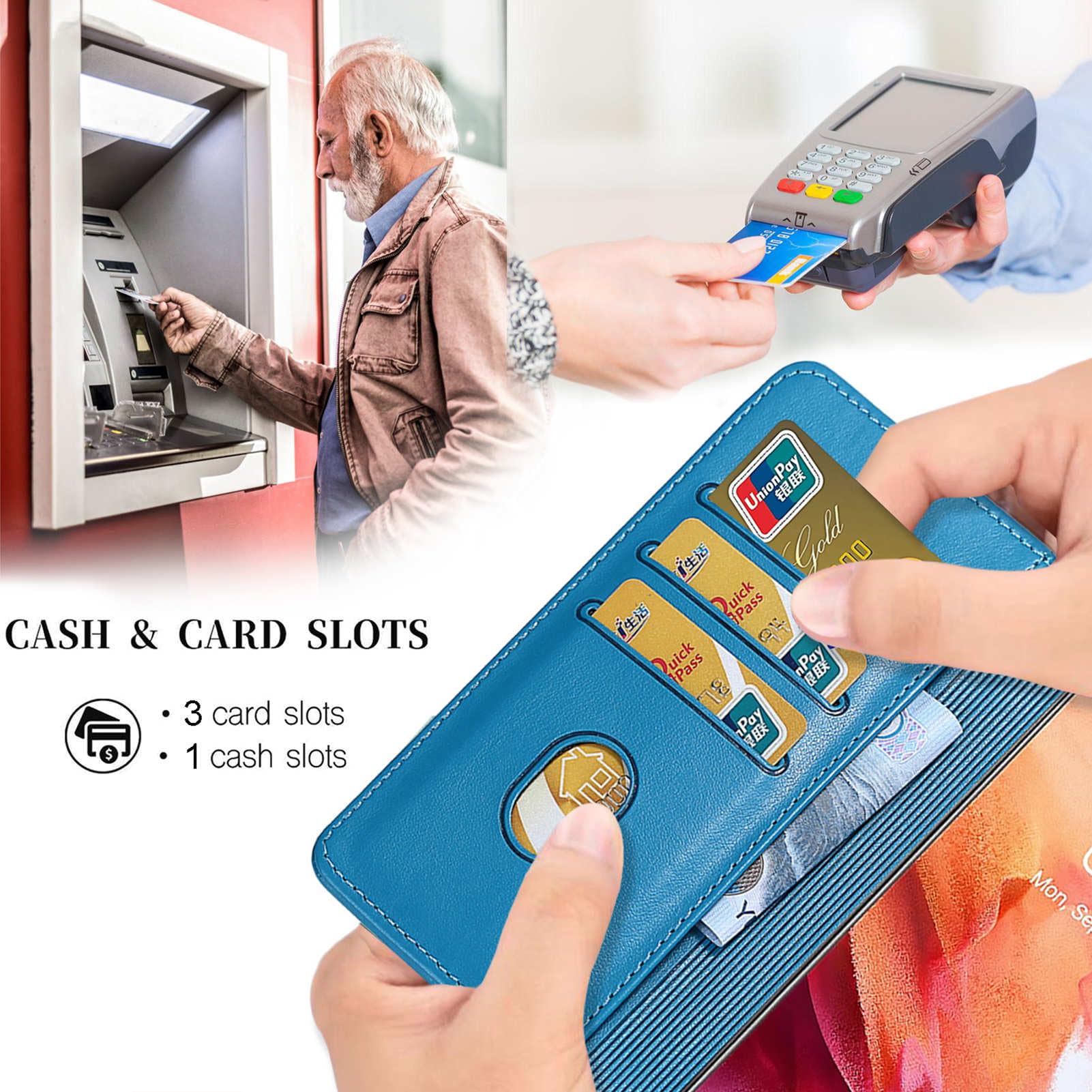 Funda Para Iphone 16, De Piel Roja, Multifunción, Con Ranura Para Tarjetas Magneticas Y Tapa Abatible