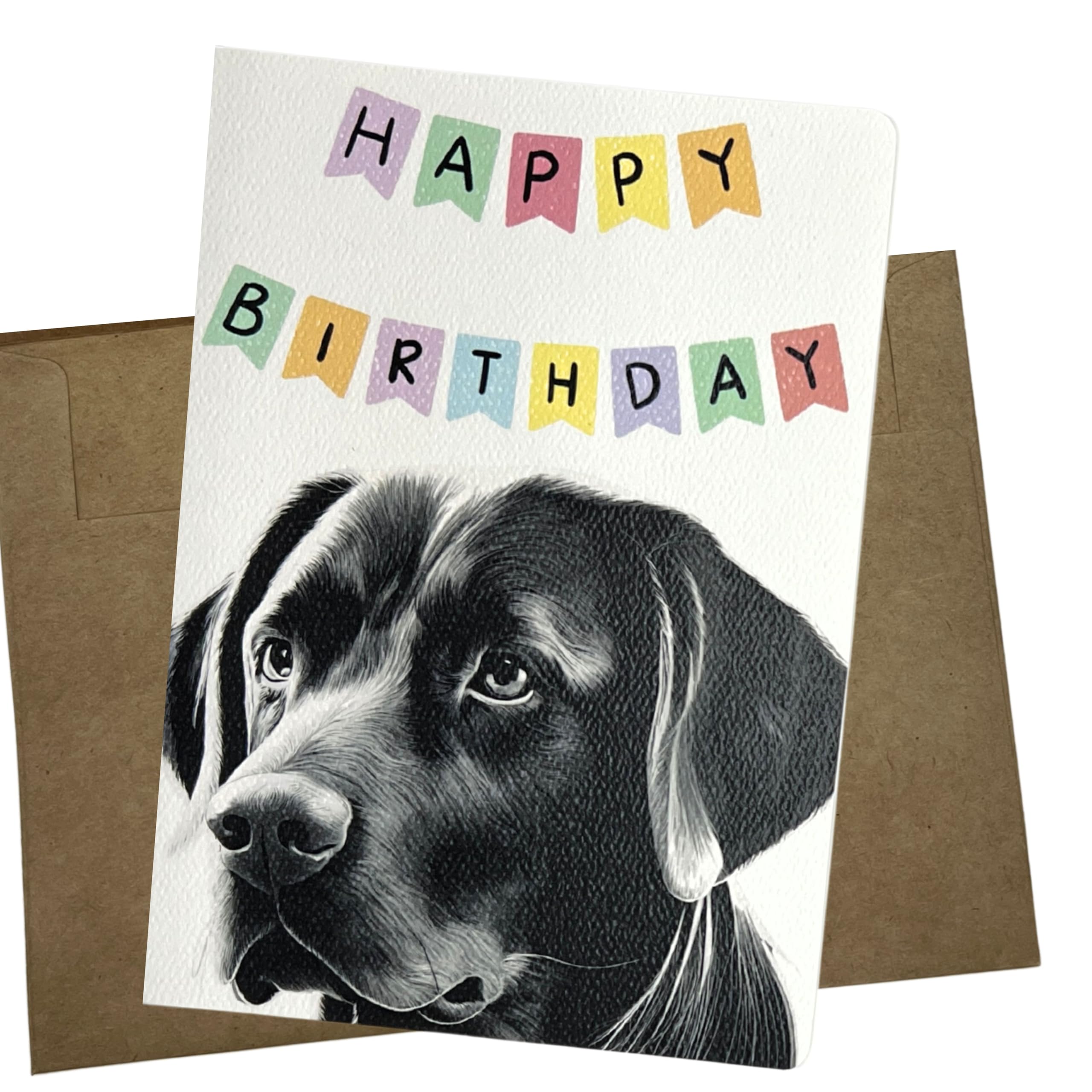 Black Labrador Birthday Card - 1 5x7 Inch Blank Card for Men and Women, Black Lab Birthday Card for Her or Him from Dog - 460