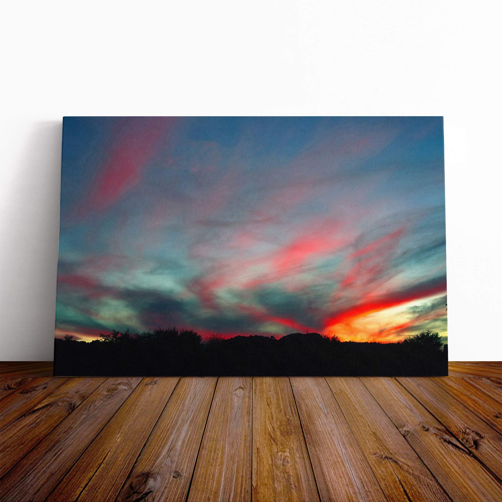 Landscape Arizona Pink Sunset (1) Canvas Print | Gallery Wrapped 30mm Frame Wall Art | 24x16 inches | Ready to Hang | Modern Landscape Picture | Living Room Bedroom Lounge Office