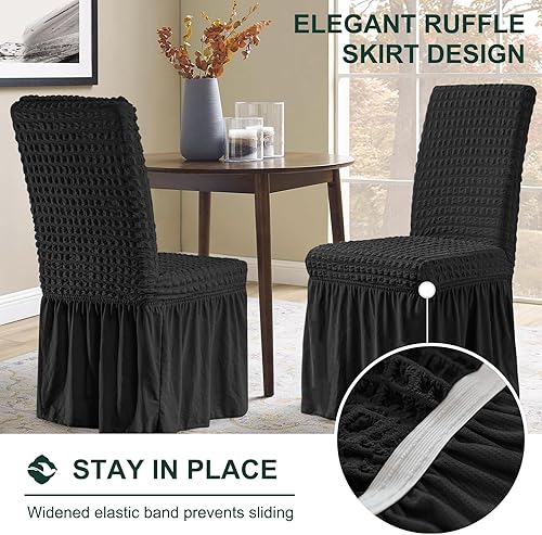 Miniatura 2 de Chun yi - Funda elástica universal para silla de comedor fácil de ajustar con falda extraíble lavable anti-suciedad protector de muebles para niños