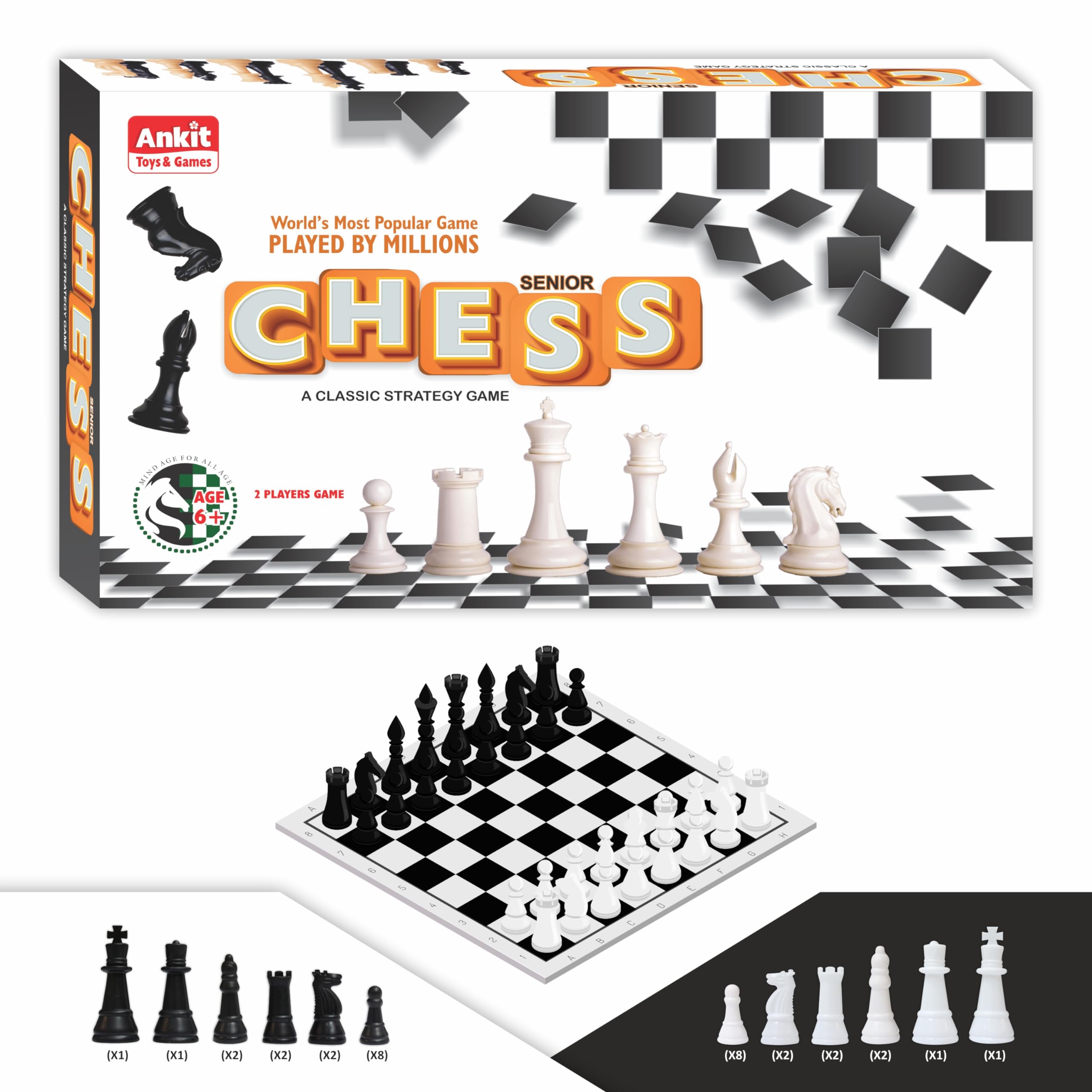 Ankit Toys & Games Classic Chess Game - Classic Strategy Board Game with Durable Chess Pieces and Foldable Board, Ideal for Family Fun & Competitive Play (Board Size 38 * 38 Cm) (B0CGHLXNX7) Amazon Price History, Amazon Price Tracker