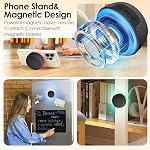 Dual Bluetooth Speaker Set with Magnetic Base and Phone Holder - TWS Stereo Sound, 10H Playtime, RGB Music Sync Lights - Wireless Bluetooth 5.4 Speaker (Black)