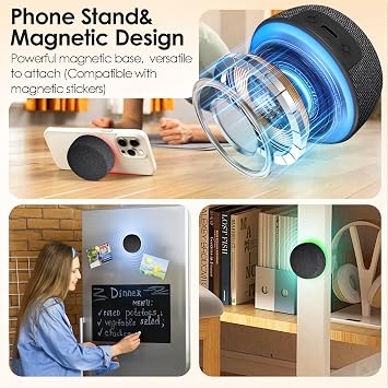 Dual Bluetooth Speaker Set with TWS Stereo & Magnetic Base 10H Playtime, 3H with RGB Sync Lights On, Phone Stand, Wireless Speakers for TV Watching,Home Theater, Outdoor, Multi-Room